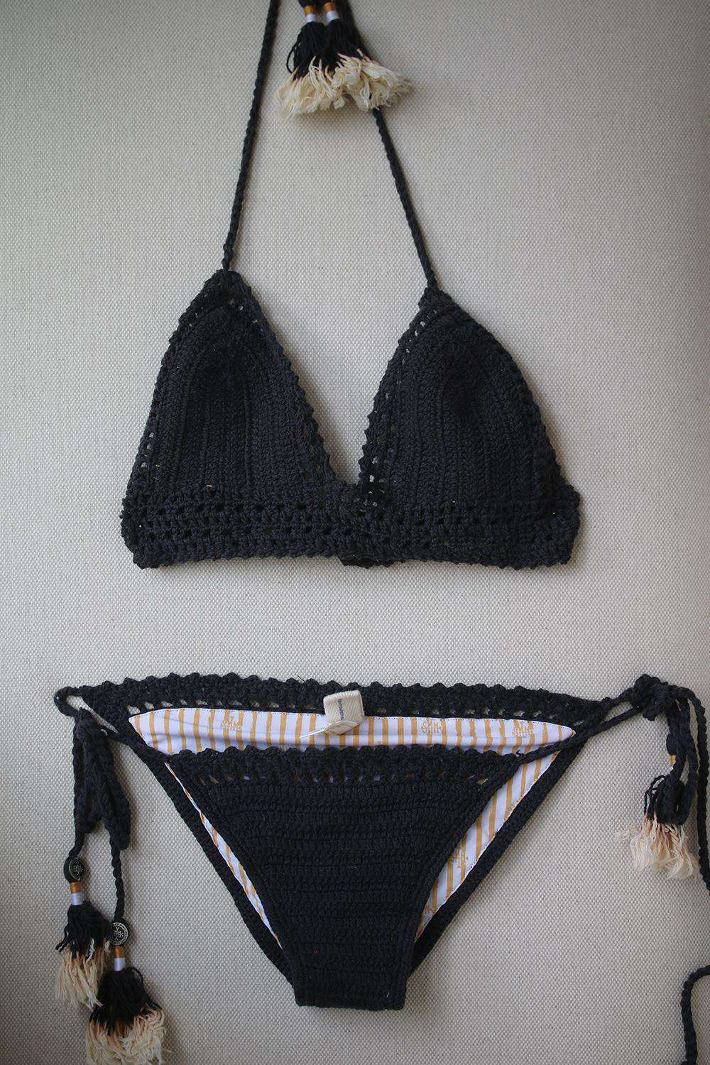 SHE MADE ME CROCHET COTTON TRIANGLE BIKINI S/M - Image 2