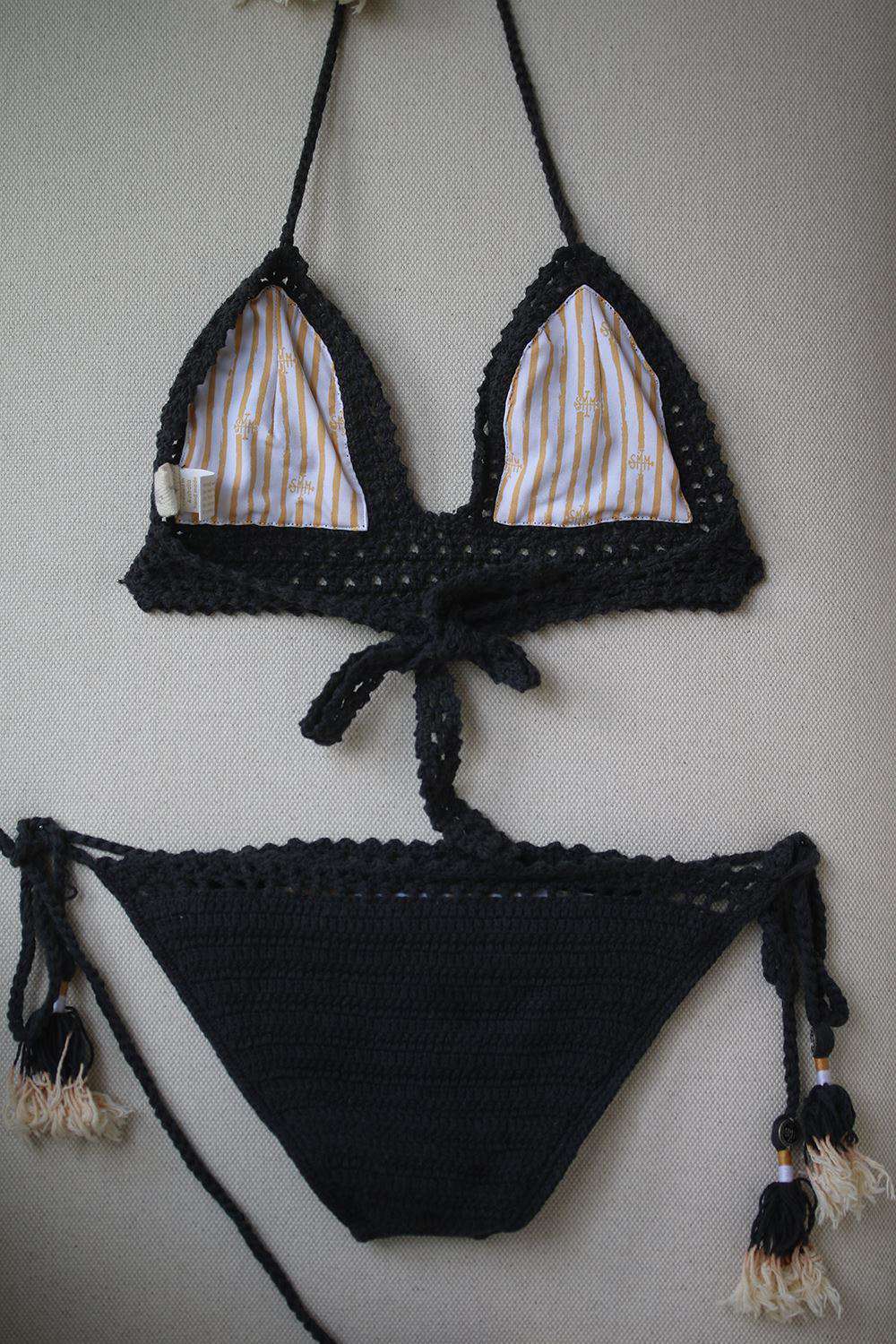 SHE MADE ME CROCHET COTTON TRIANGLE BIKINI S/M - Image 3
