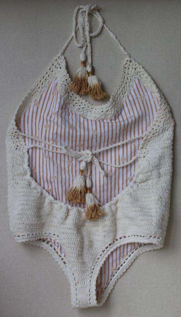 SHE MADE ME ESSENTIAL CROCHET ONE PIECE SWIMSUIT SMALL/MEDIUM - Image 6