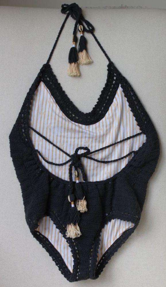 SHE MADE ME ESSENTIAL CROCHET ONE PIECE SWIMSUIT SMALL/MEDIUM - Image 4