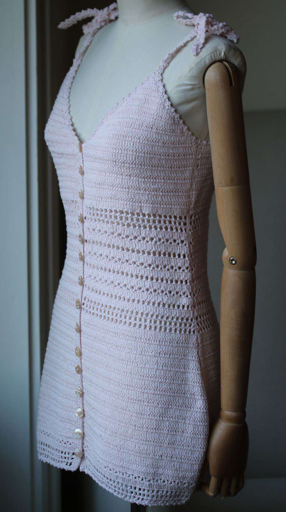 SHE MADE ME SITA CROCHET MINI DRESS SMALL - Image 2