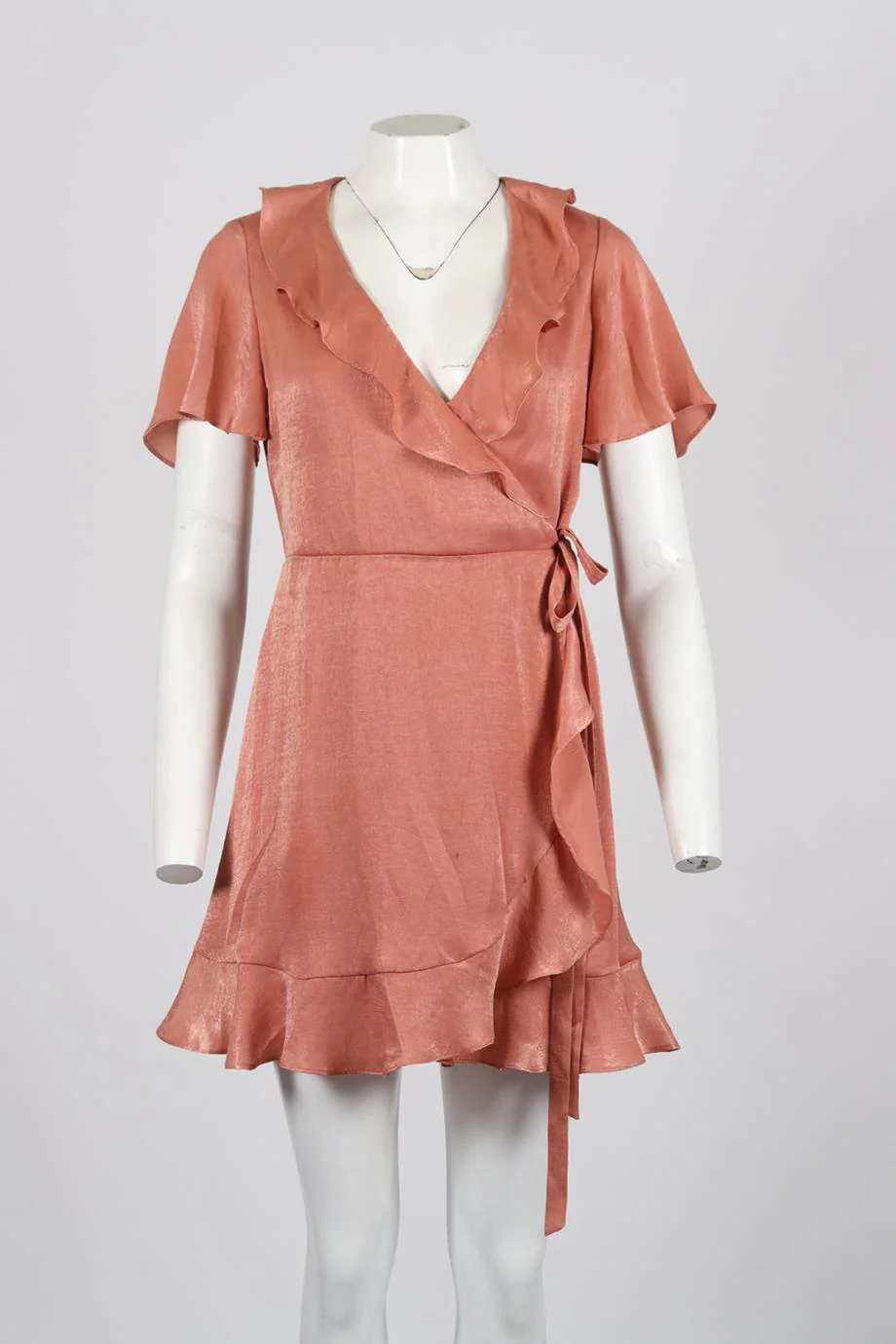 SHOW ME YOUR MUMU SATIN MINI WRAP DRESS LARGE - Image 2