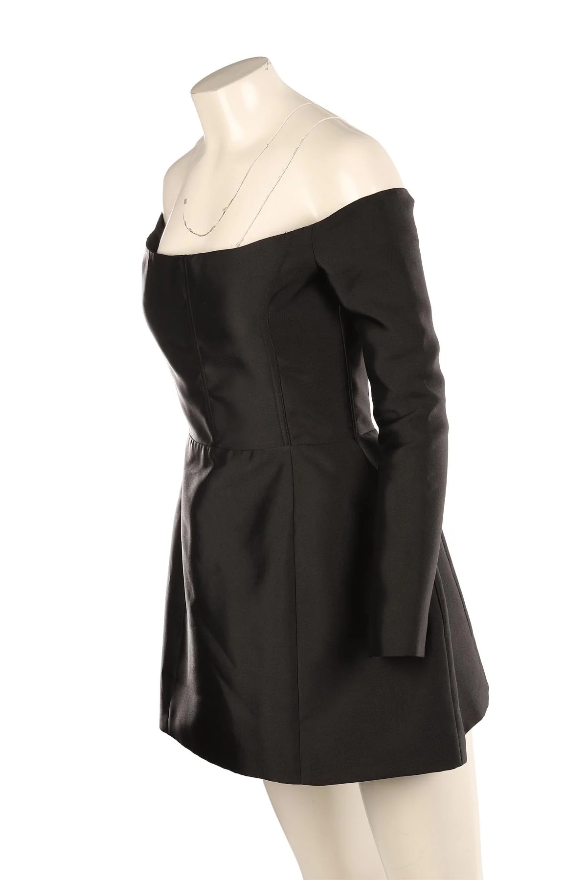 SILVIA ASTORE BLACK SATIN MINI DRESS IT 40 UK 8 - Image 3
