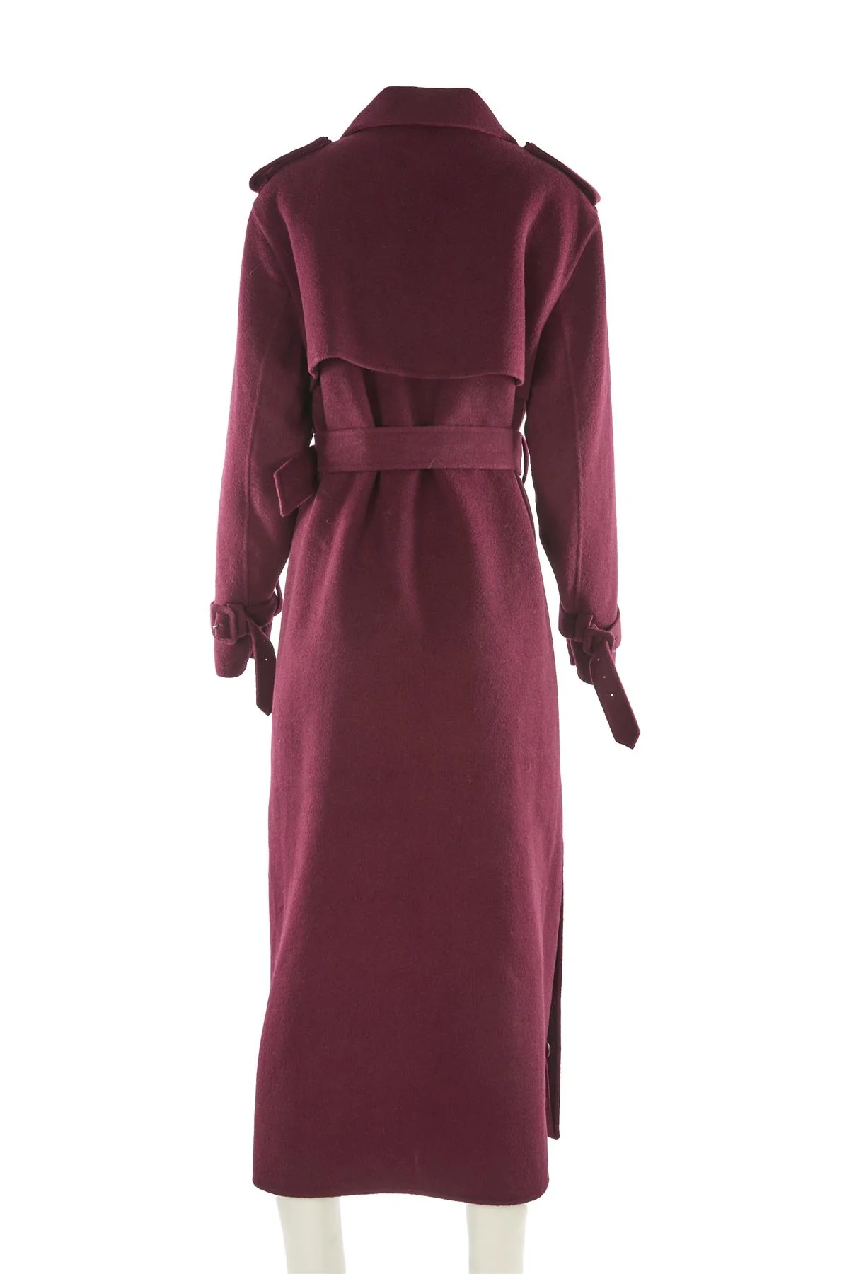 SIMKHAI BURGUNDY WOOL COAT MEDIUM - Image 4