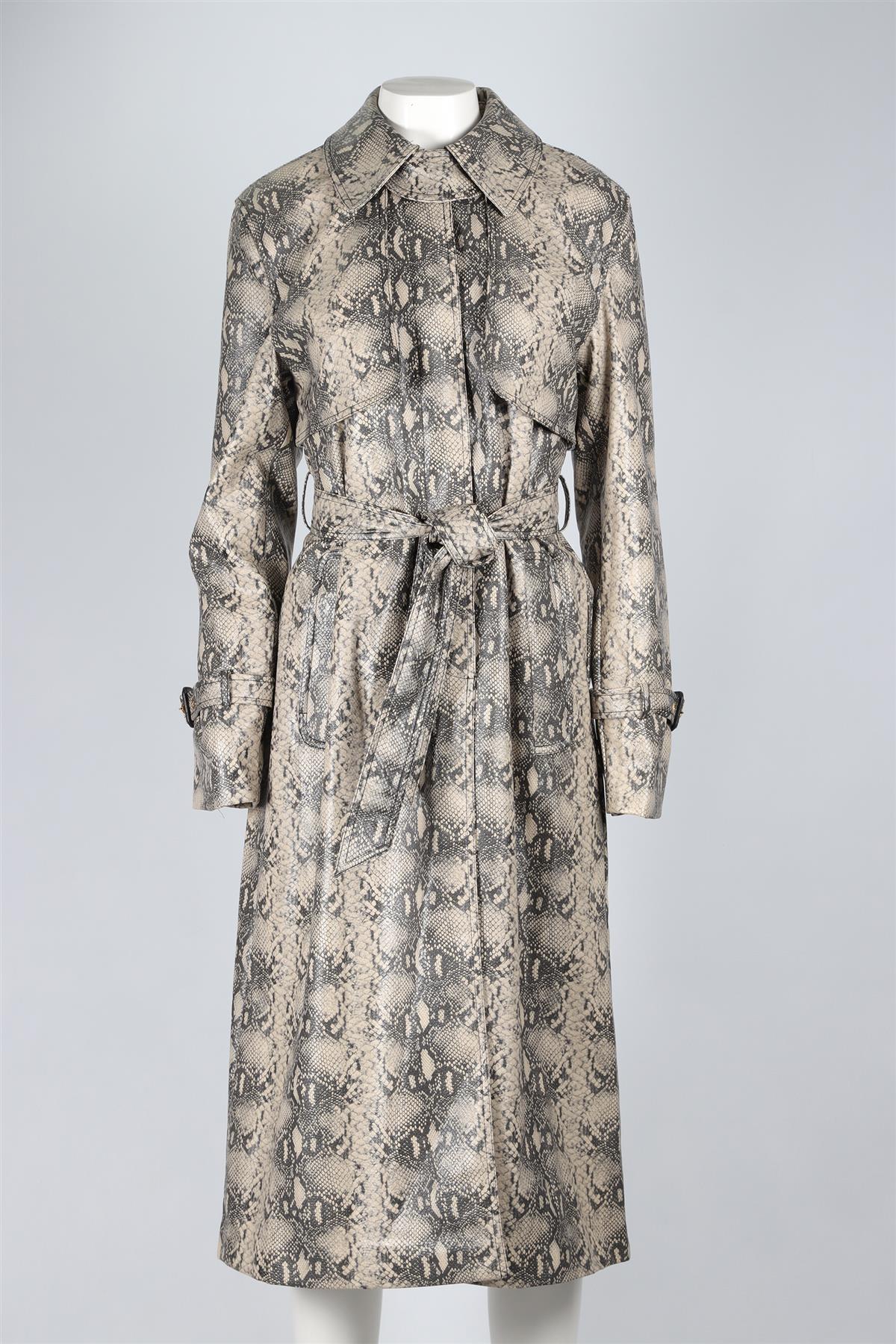 SIMKHAI TAUPE LEATHER TRENCH COAT SMALL - Image 2