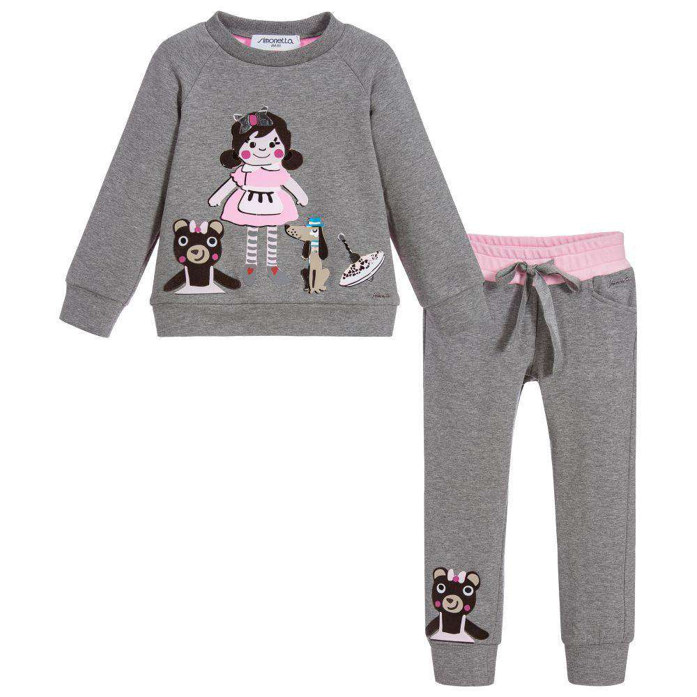 SIMONETTA MINI GIRLS GREY & PINK TRACKSUIT 4 YEARS - Image 2