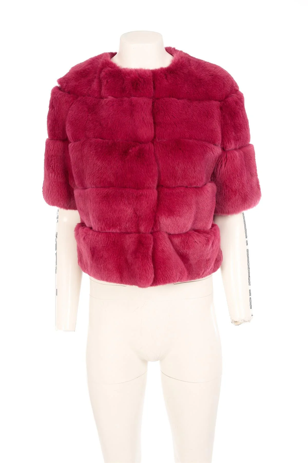 SIMONETTA RAVIZZA PINK RABBIT FUR JACKET IT 40 UK 8 - Image 2