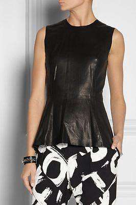 SKAIST TAYLOR BLACK LEATHER PEPLUM TOP UK 8 US 4 - Image 2