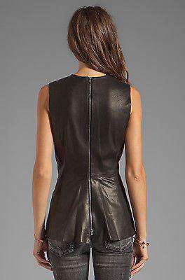 SKAIST TAYLOR BLACK LEATHER PEPLUM TOP UK 8 US 4 - Image 6