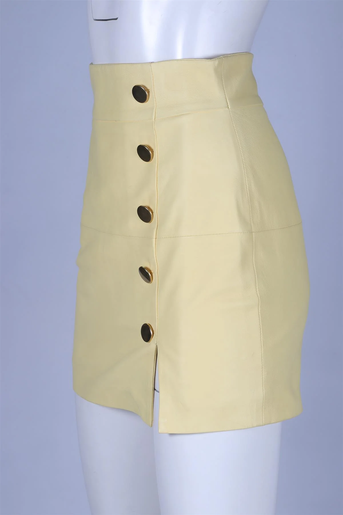 SKIIM YELLOW LEATHER MINI SKIRT FR 36 UK 8 - Image 3