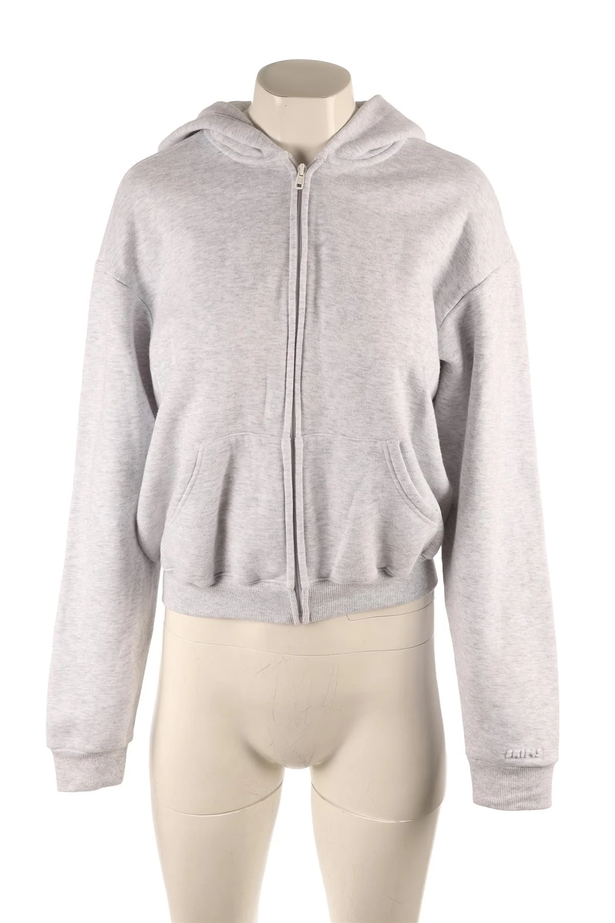 SKIMS GREY COTTON HOODIE SMALL - Image 2