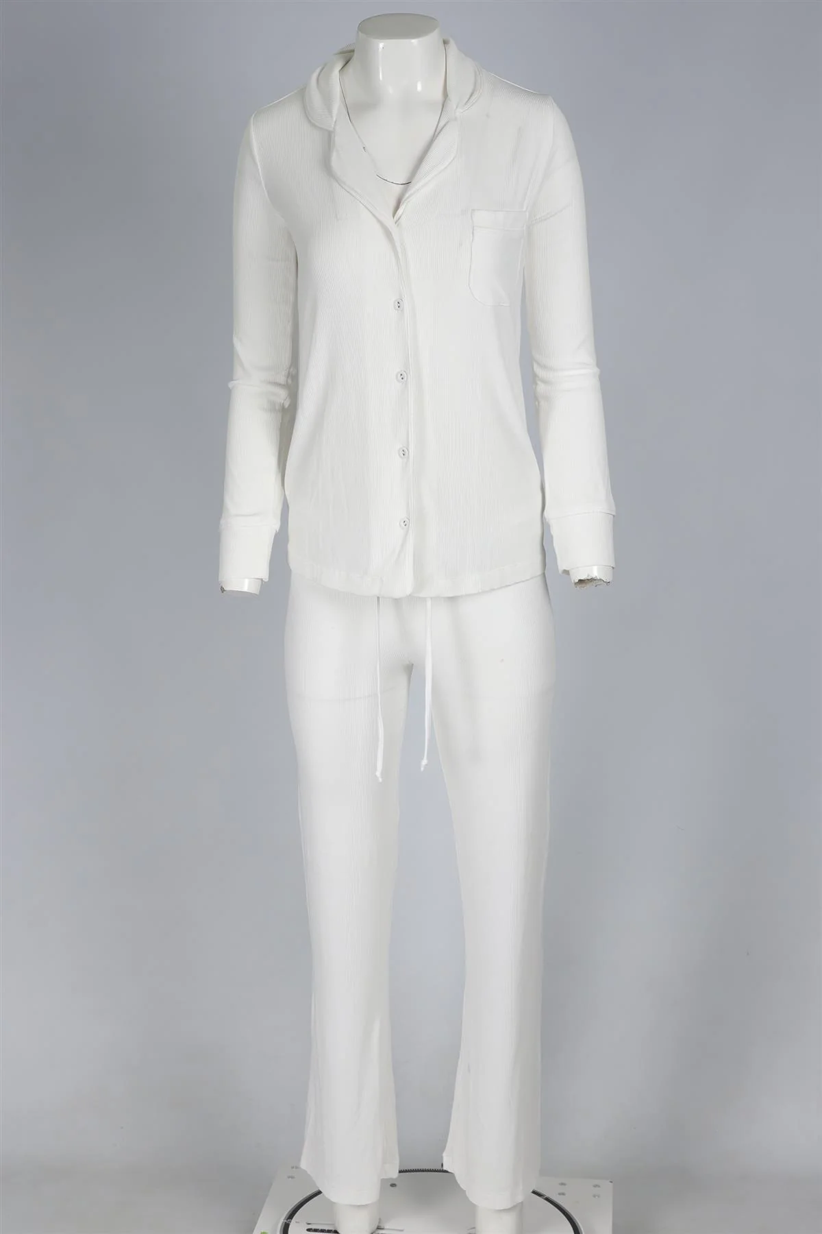 SKIMS WHITE COTTON PYJAMAS XXXSMALL - Image 2
