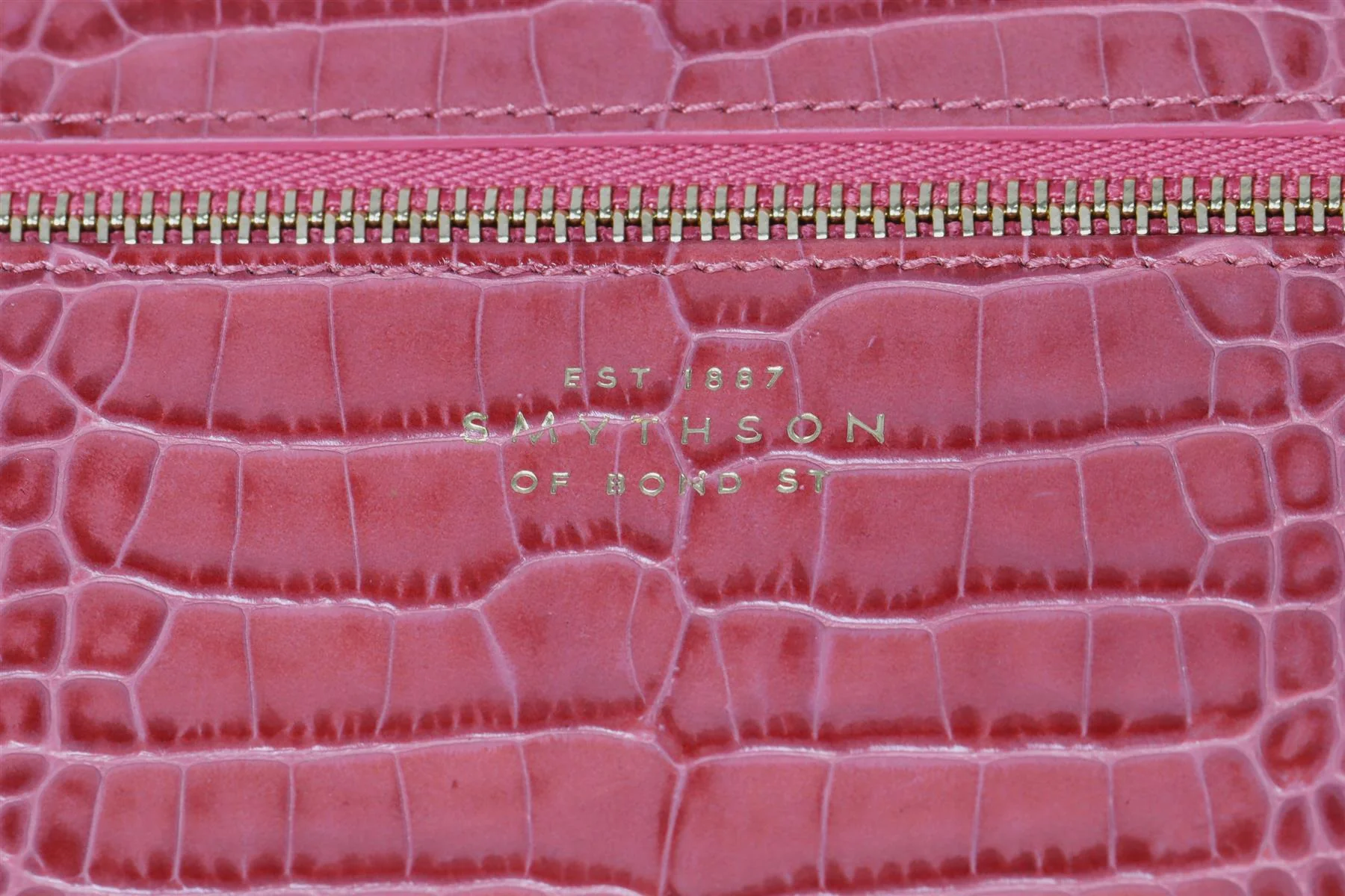 SMYTHSON OF BOND STREET PINK CROC EFFECT LEATHER TRAVEL WALLET - Image 10