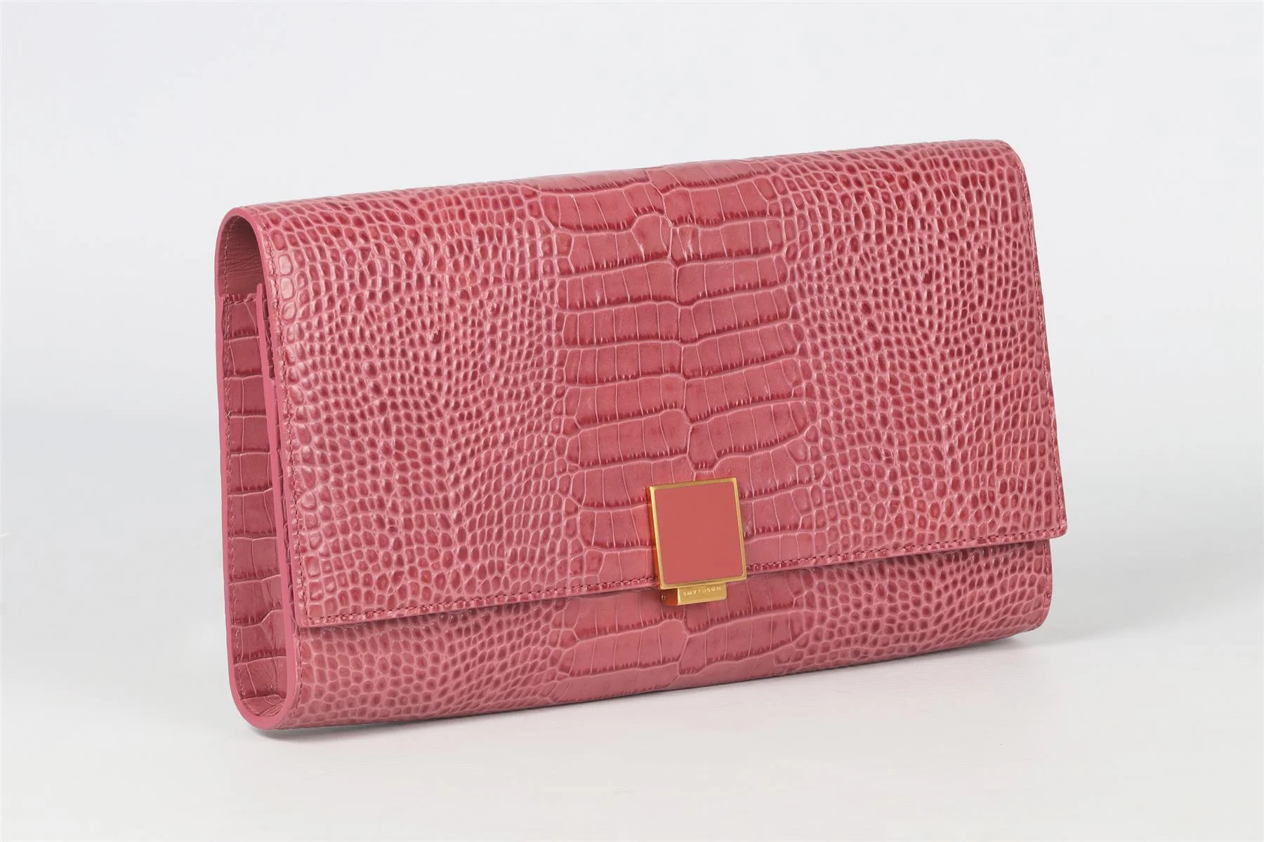SMYTHSON OF BOND STREET PINK CROC EFFECT LEATHER TRAVEL WALLET - Image 3