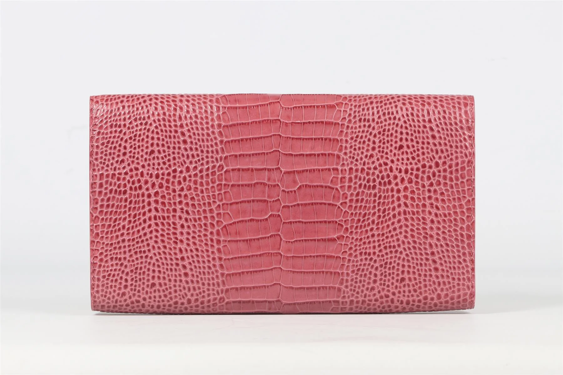 SMYTHSON OF BOND STREET PINK CROC EFFECT LEATHER TRAVEL WALLET - Image 6