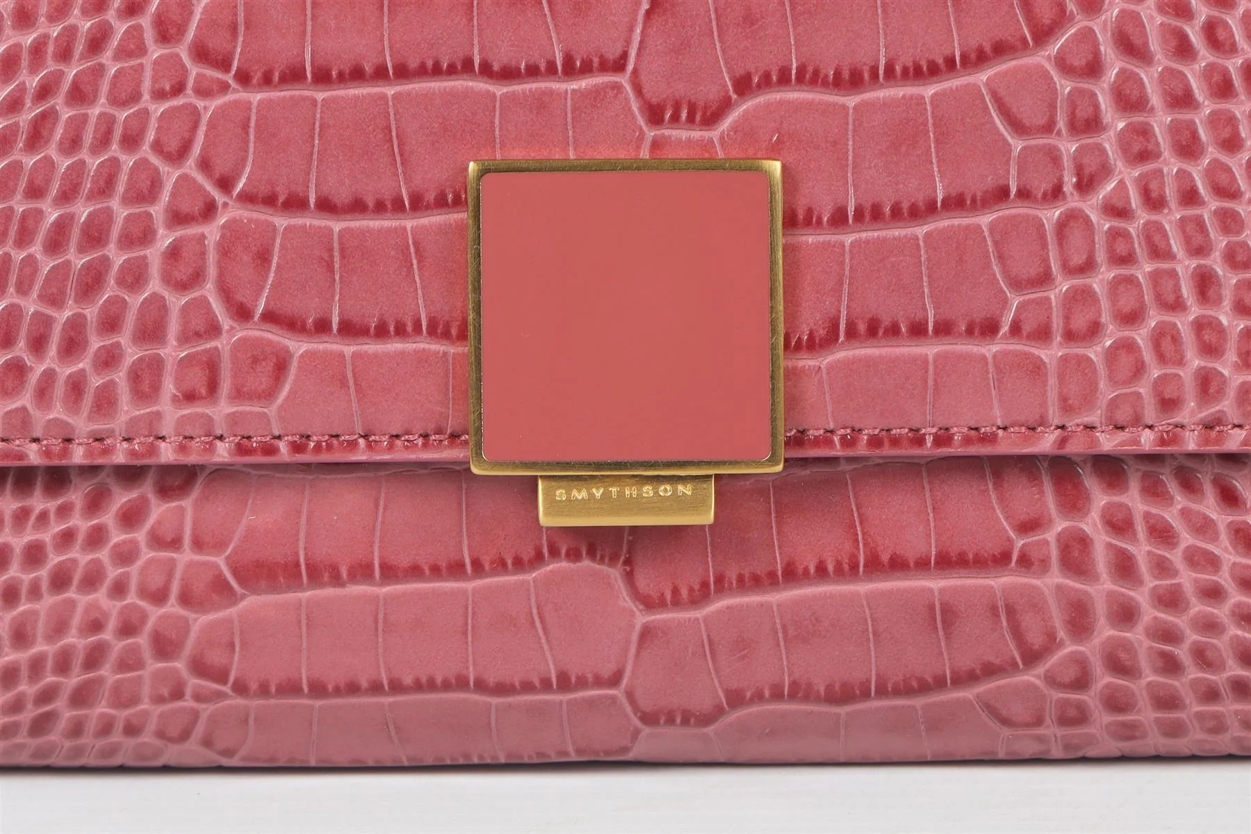 SMYTHSON OF BOND STREET PINK CROC EFFECT LEATHER TRAVEL WALLET - Image 9