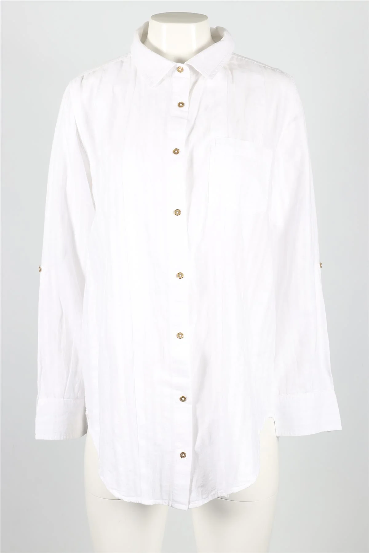 SOLID & STRIPED WHITE COTTON BLEND SHIRT MEDIUM - Image 2