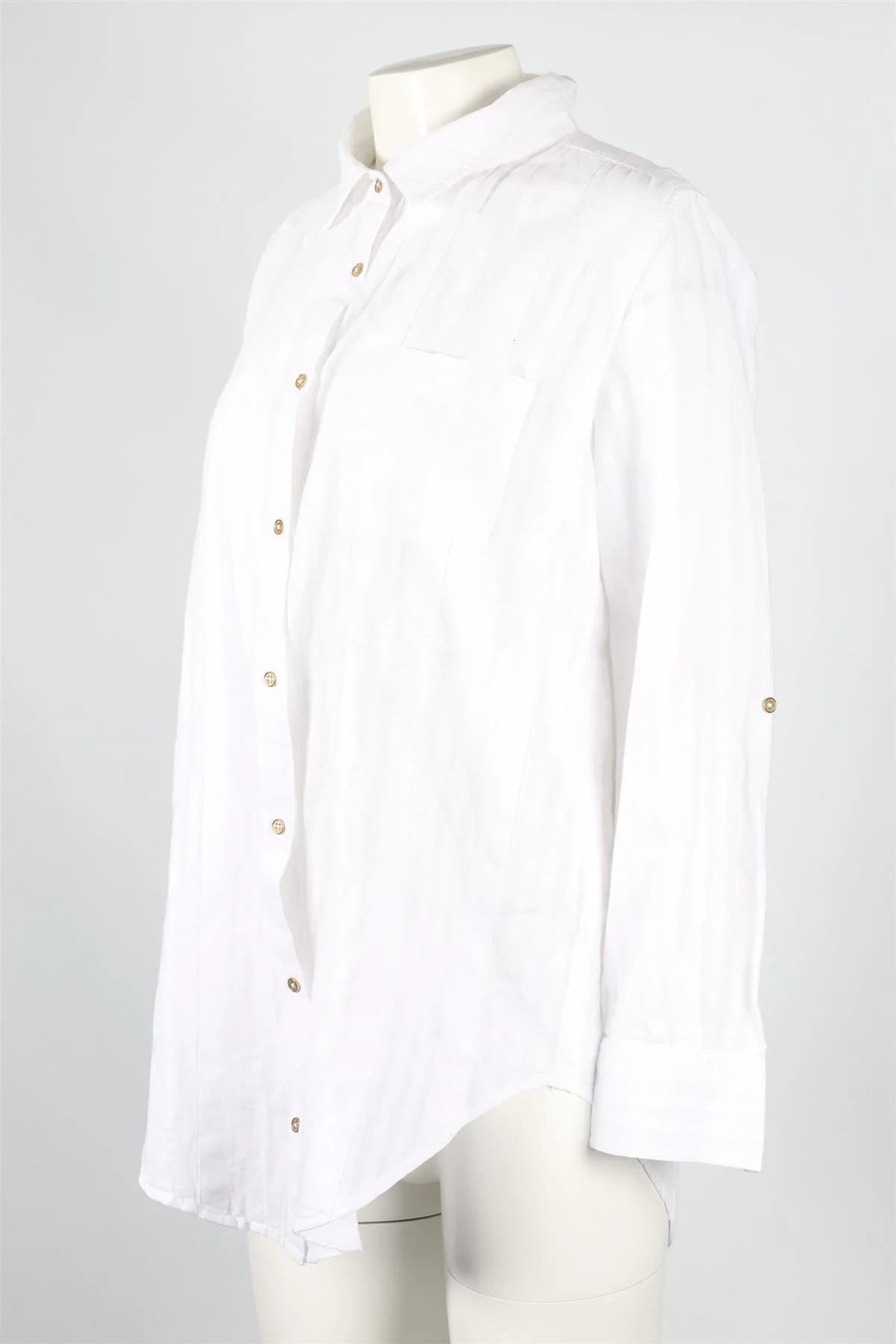 SOLID & STRIPED WHITE COTTON BLEND SHIRT MEDIUM - Image 3