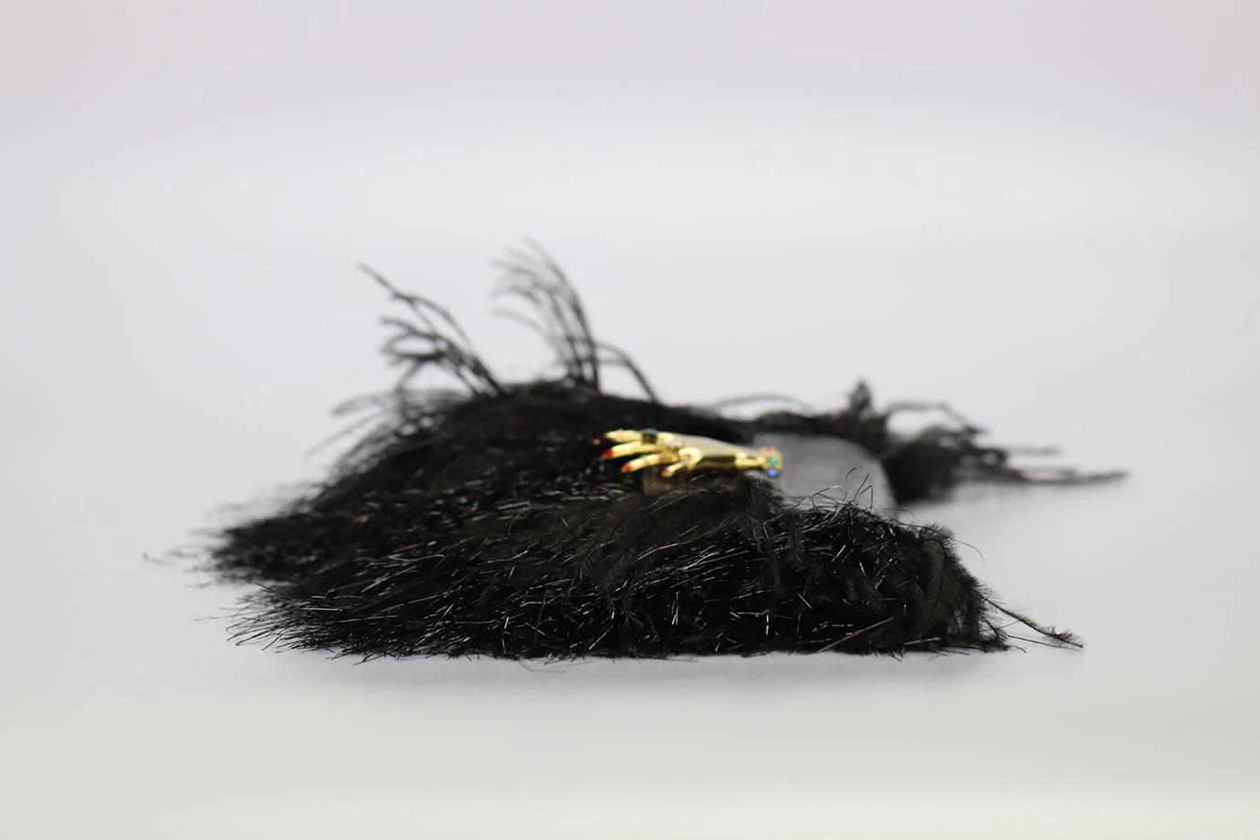 SONIA RYKIEL FEATHER TRIMMED CROC EFFECT LEATHER CLUTCH - Image 5