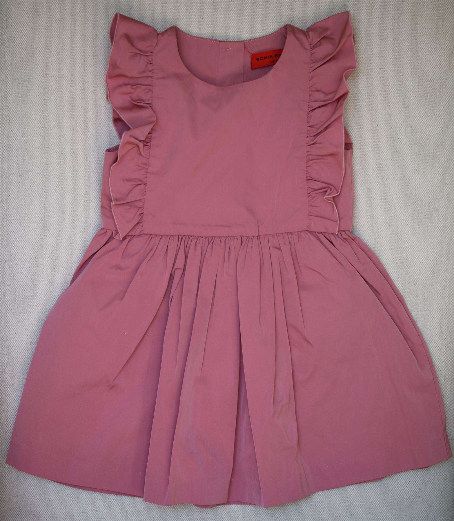 SONIA RYKIEL PARIS GIRLS DUSKY PINK RUFFLE SATIN TAFFETA DRESS 2 YEARS - Image 3
