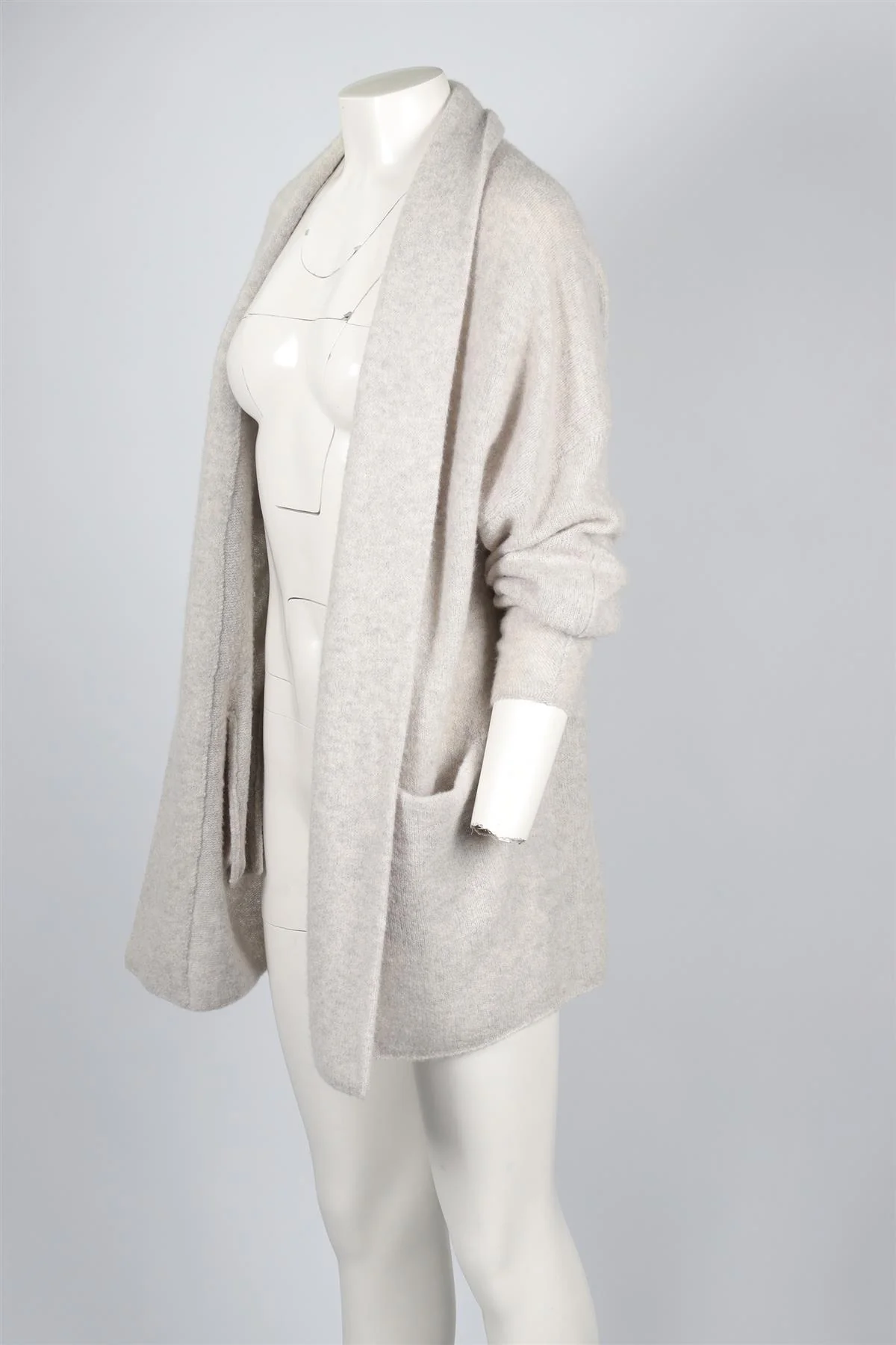 SOYER GREY CASHMERE CARDIGAN SMALL - Image 3
