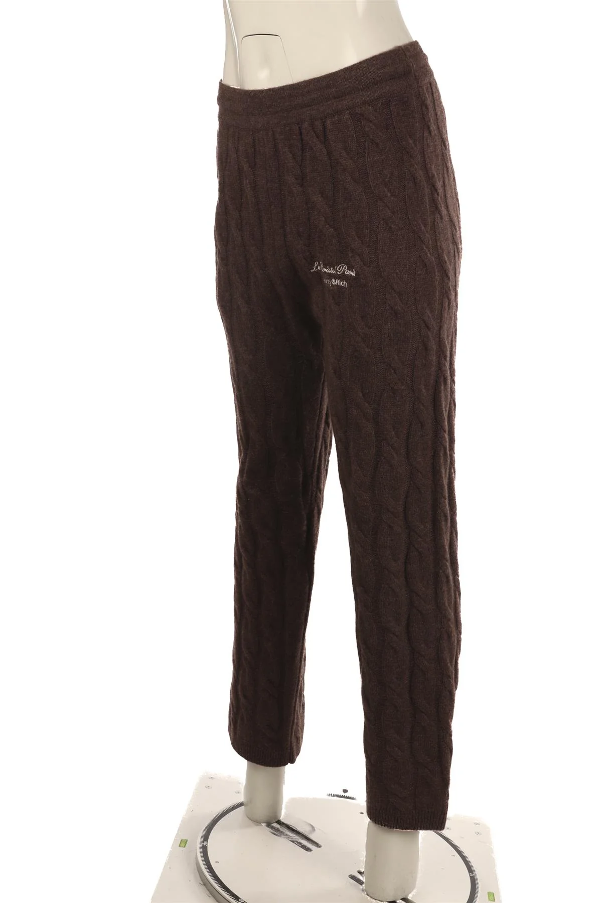 SPORTY & RICH BROWN CASHMERE STRAIGHT LEG PANTS SMALL - Image 3