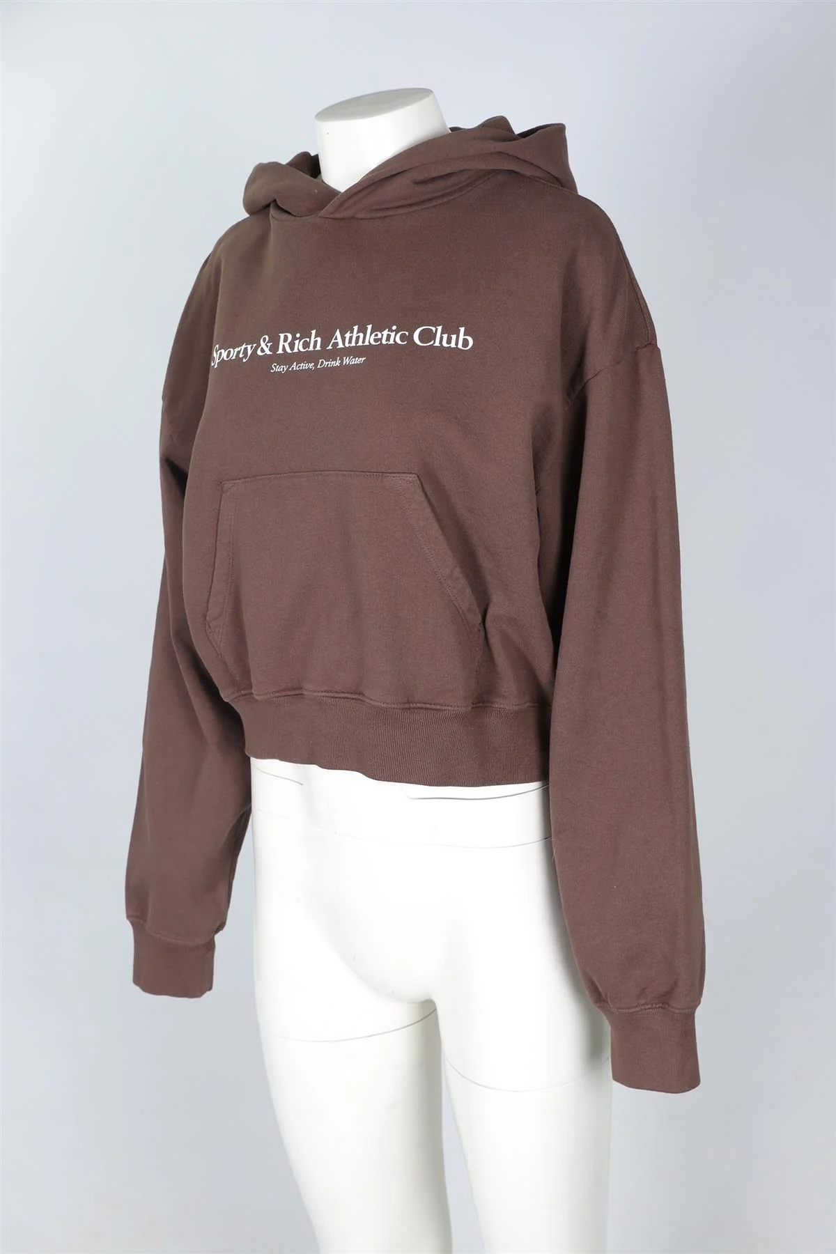 SPORTY & RICH BROWN COTTON HOODIE MEDIUM - Image 3