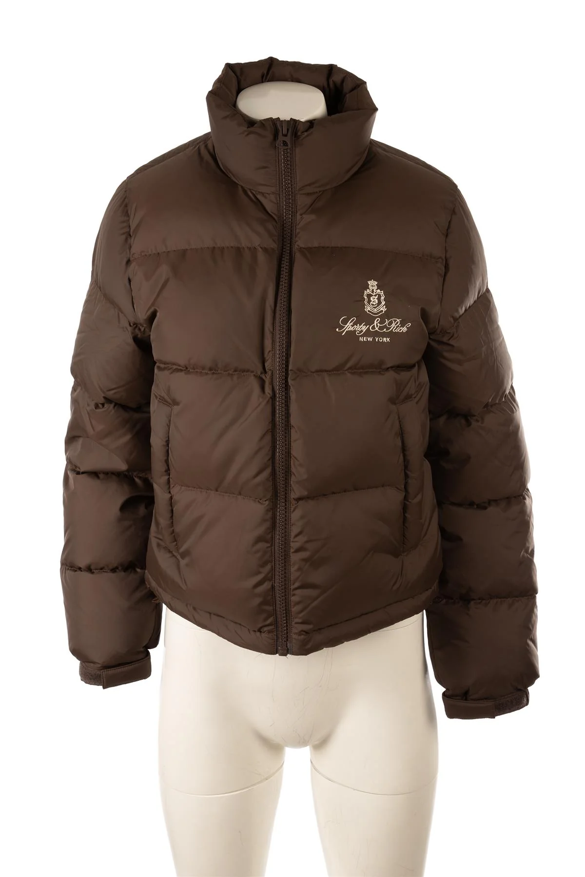 SPORTY & RICH BROWN PADDED DOWN JACKET SMALL - Image 2