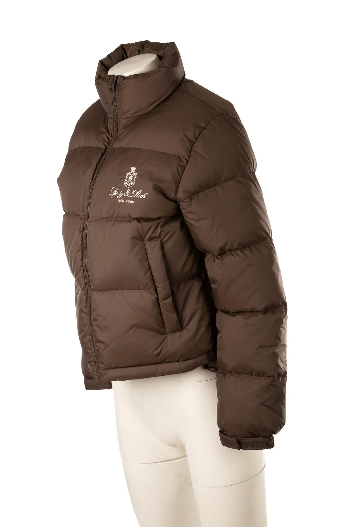 SPORTY & RICH BROWN PADDED DOWN JACKET SMALL - Image 3