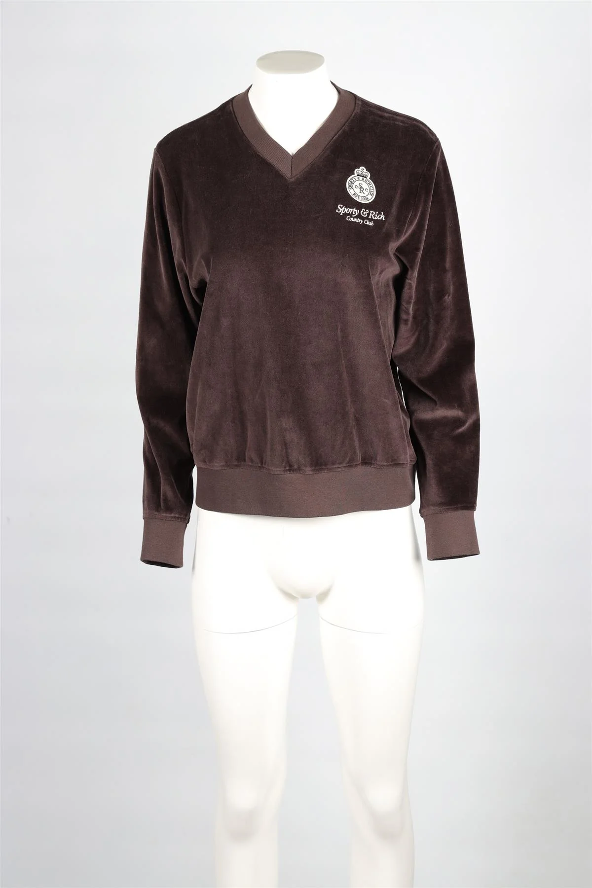 SPORTY & RICH BROWN VELVET SWEATSHIRT SMALL - Image 2