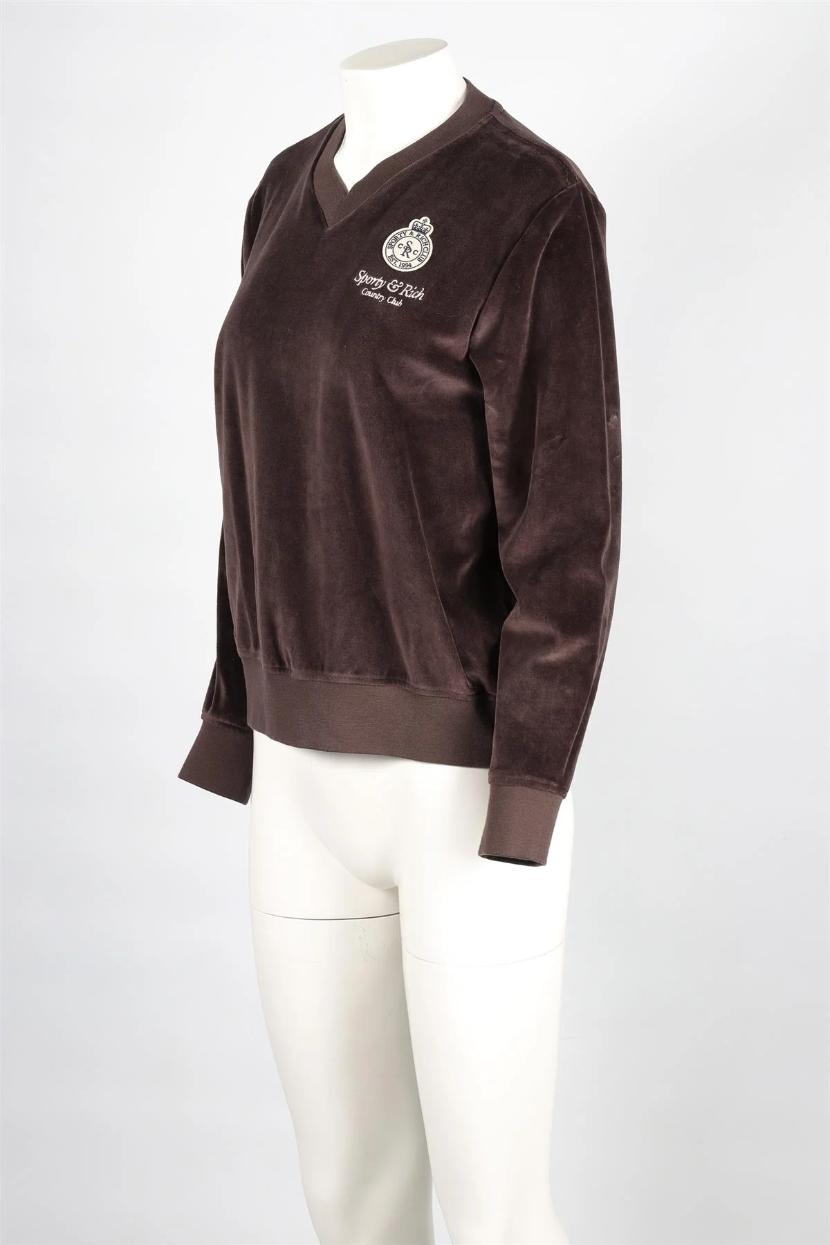 SPORTY & RICH BROWN VELVET SWEATSHIRT SMALL - Image 3
