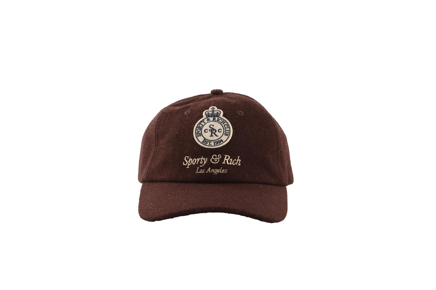 SPORTY & RICH BROWN WOOL BASEBALL CAP - Image 2