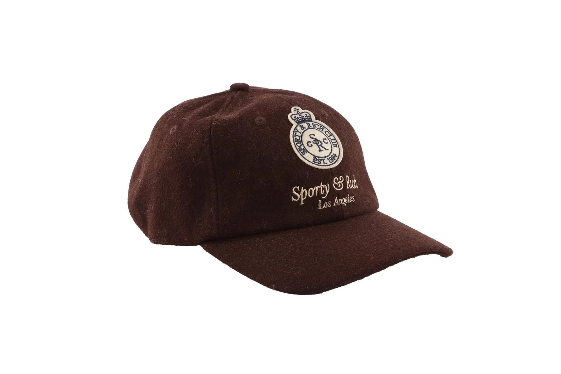 SPORTY & RICH BROWN WOOL BASEBALL CAP - Image 3