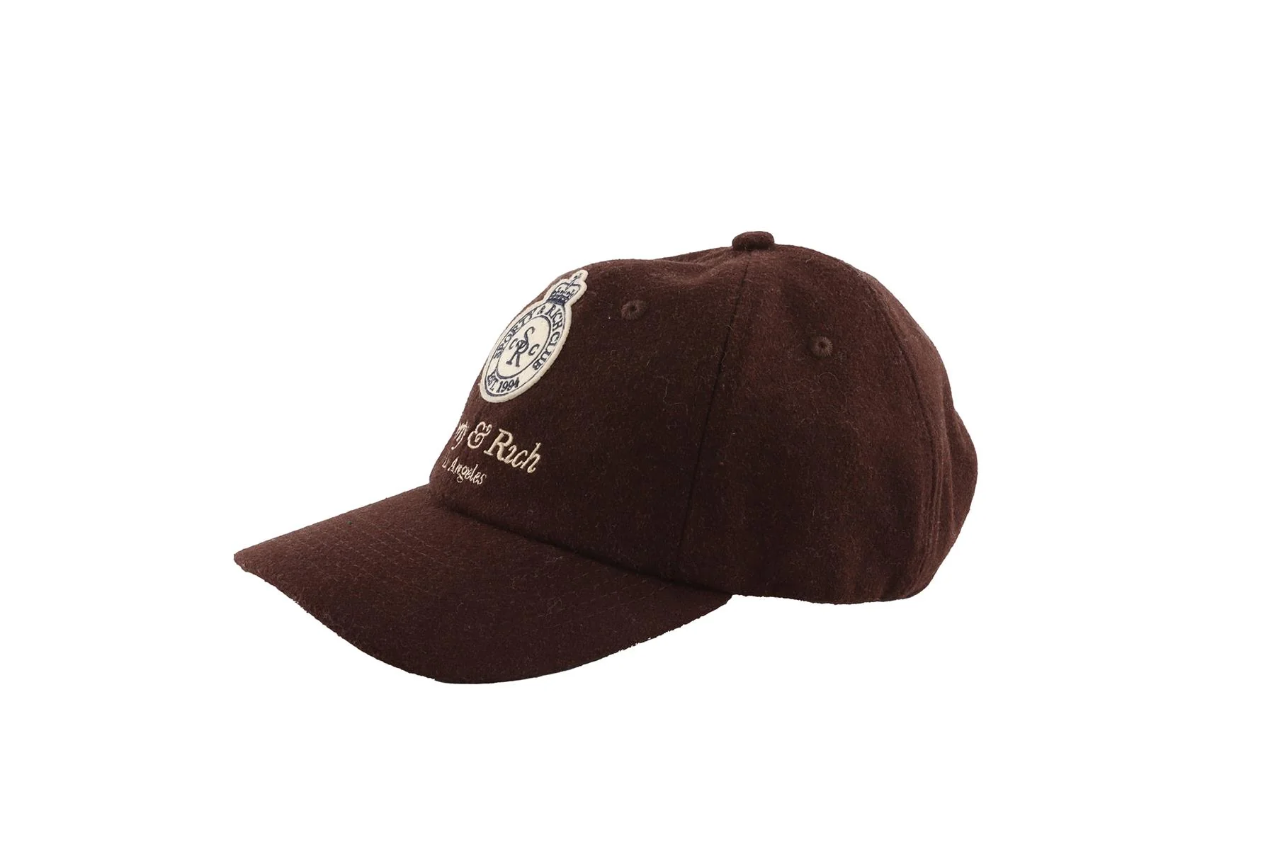 SPORTY & RICH BROWN WOOL BASEBALL CAP - Image 4