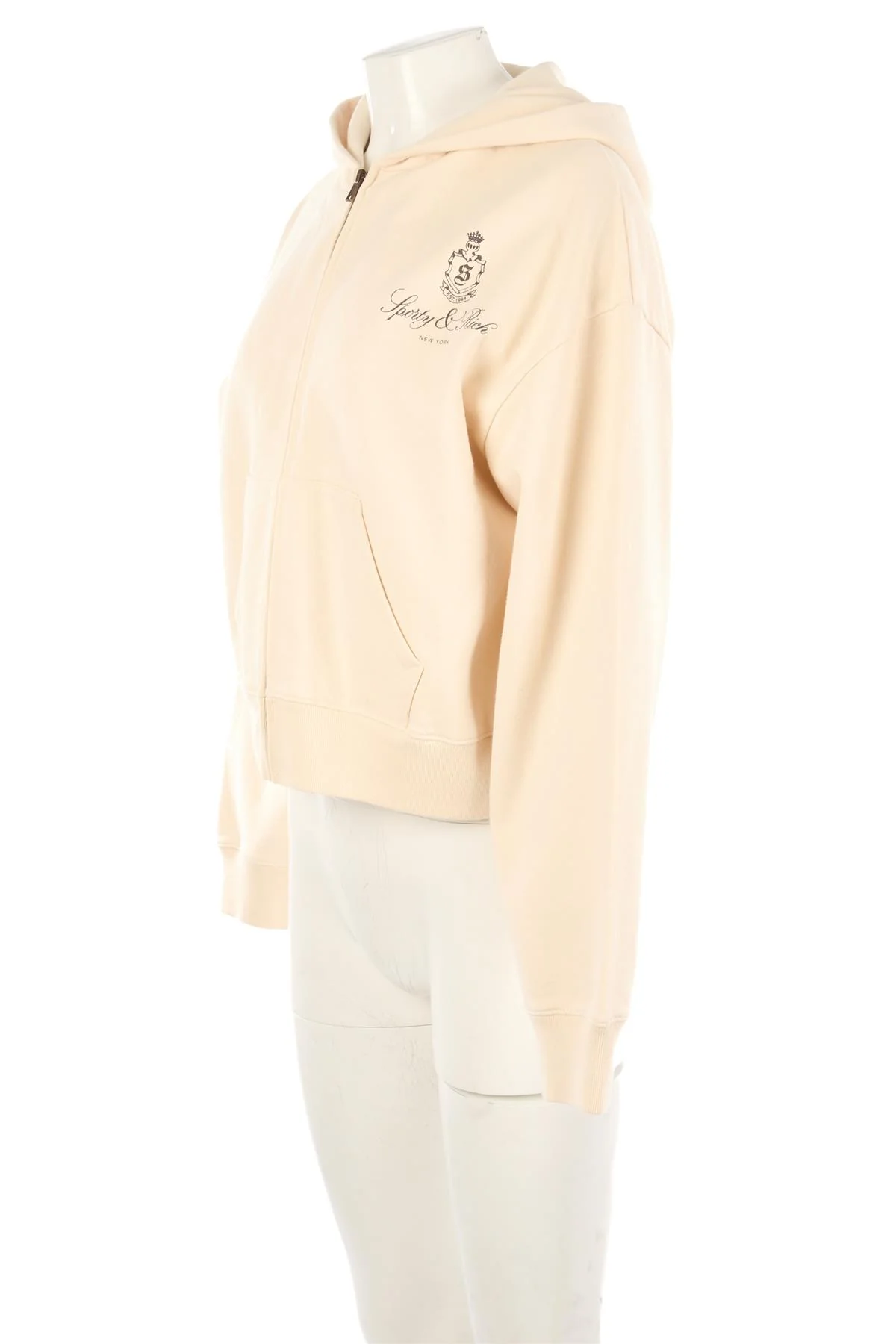 SPORTY & RICH CREAM COTTON HOODIE LARGE - Image 3