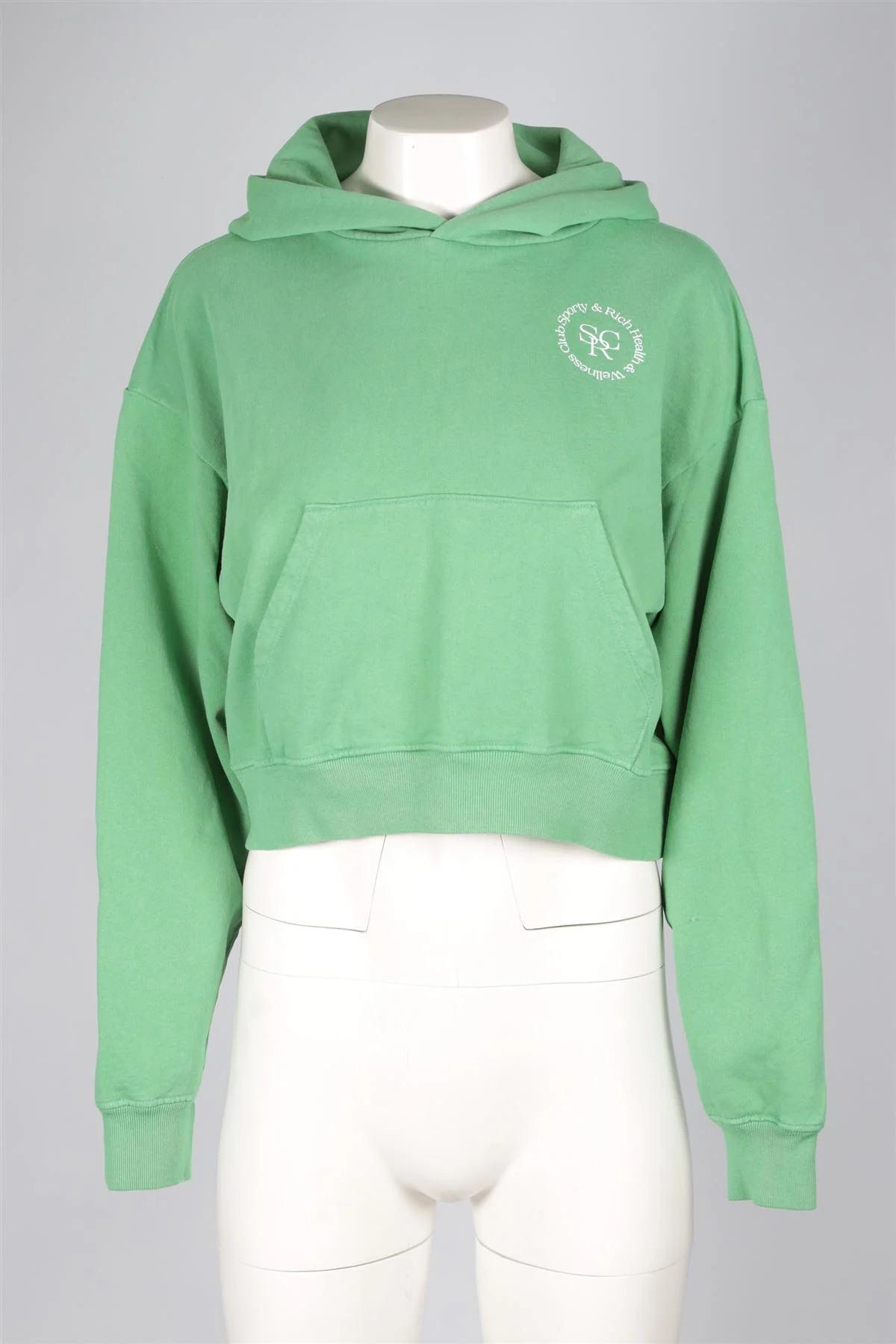 SPORTY & RICH GREEN COTTON HOODIE SMALL - Image 2