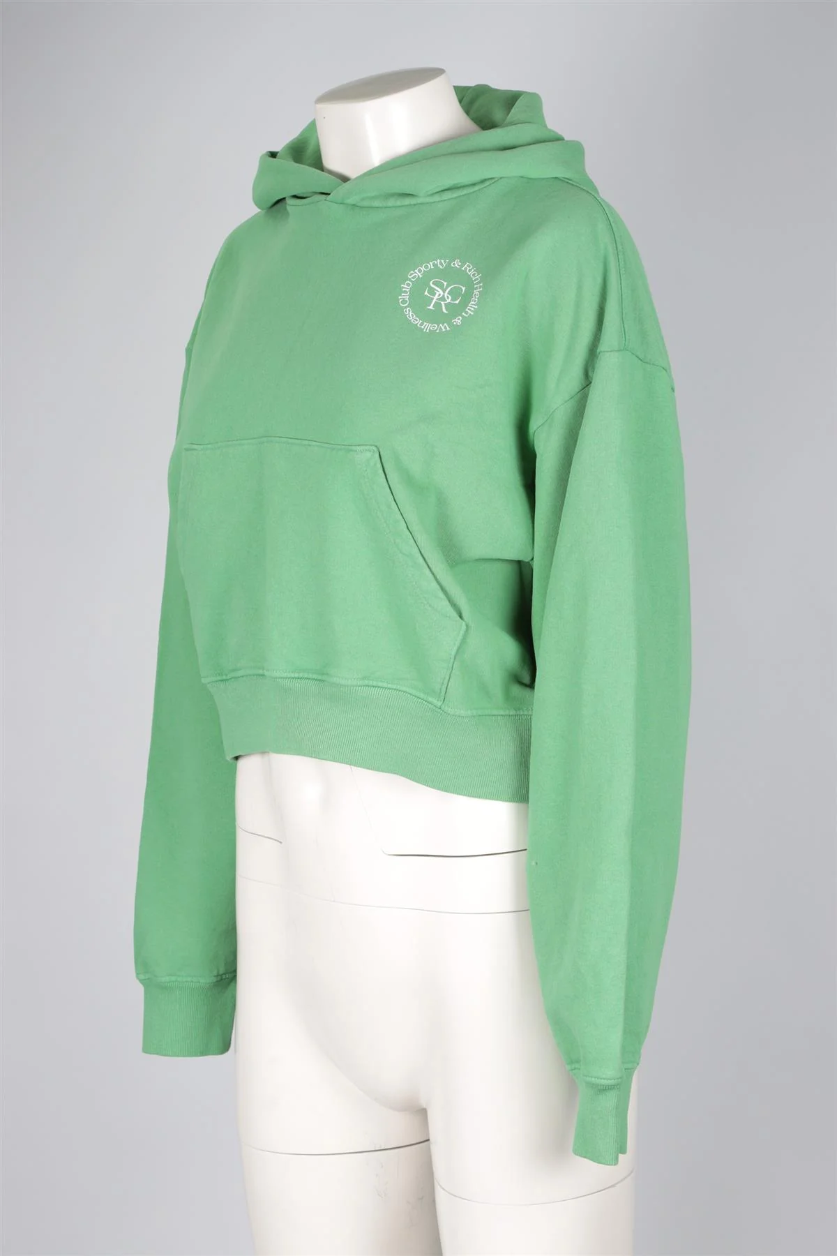 SPORTY & RICH GREEN COTTON HOODIE SMALL - Image 3