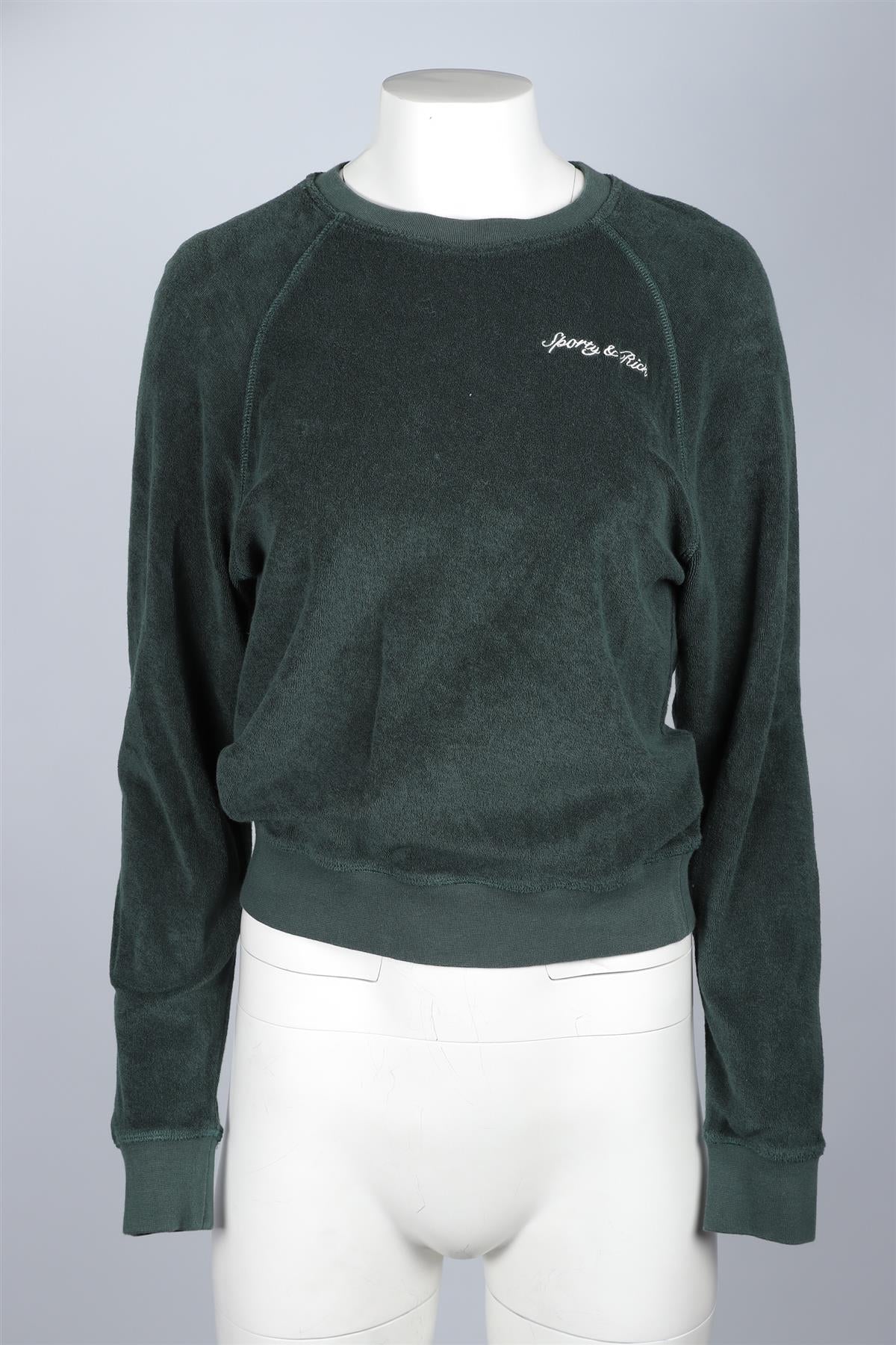 SPORTY & RICH GREEN COTTON SWEATSHIRT XSMALL - Image 2