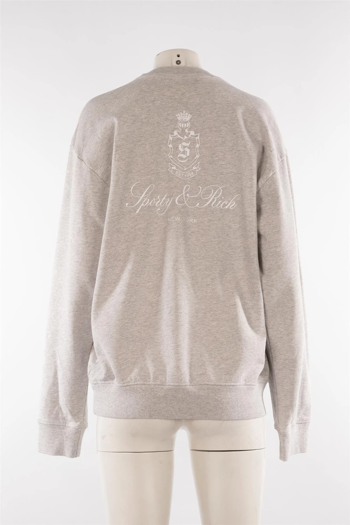 SPORTY & RICH GREY COTTON SWEATSHIRT MEDIUM - Image 3