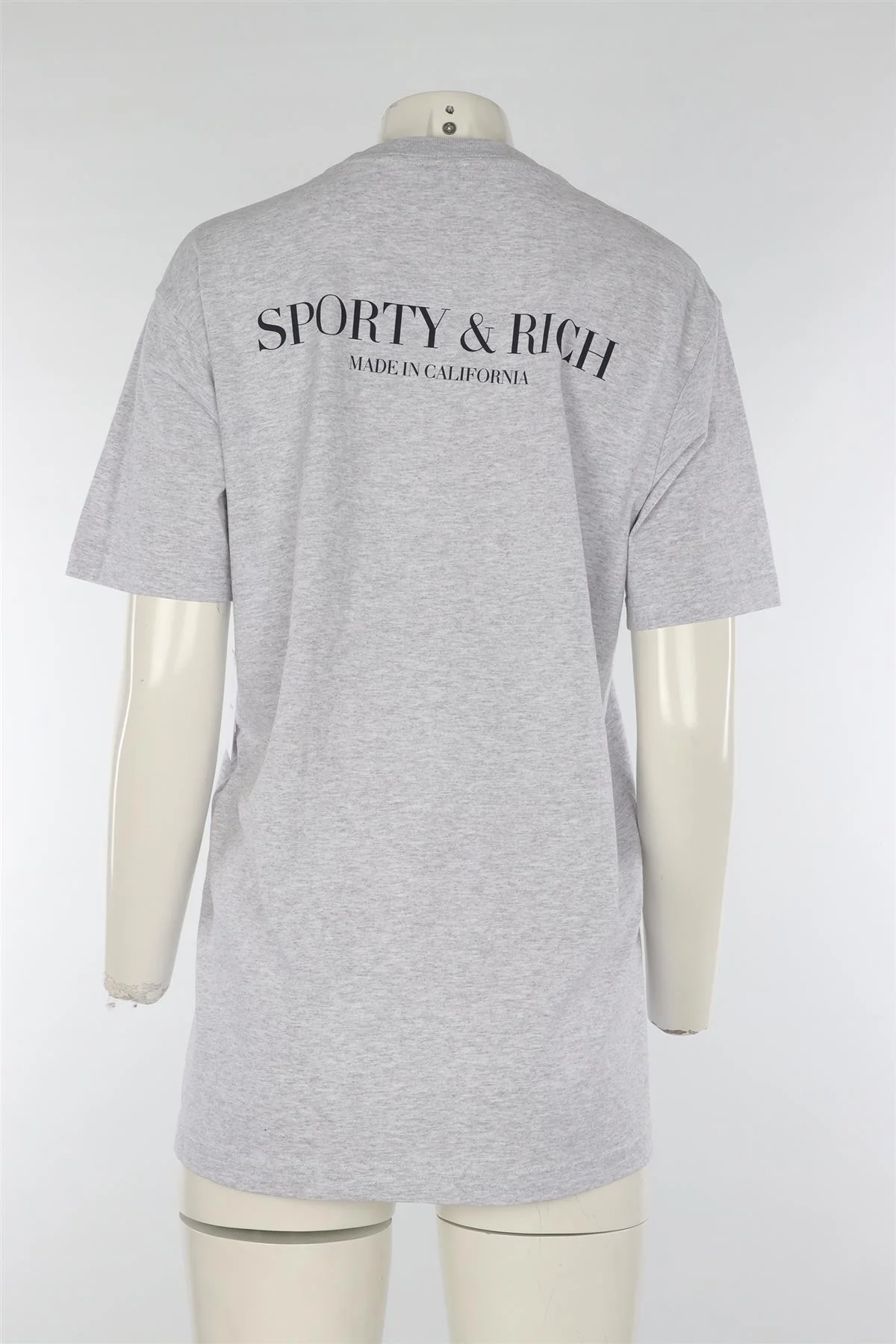 SPORTY & RICH GREY COTTON T-SHIRT MEDIUM - Image 4