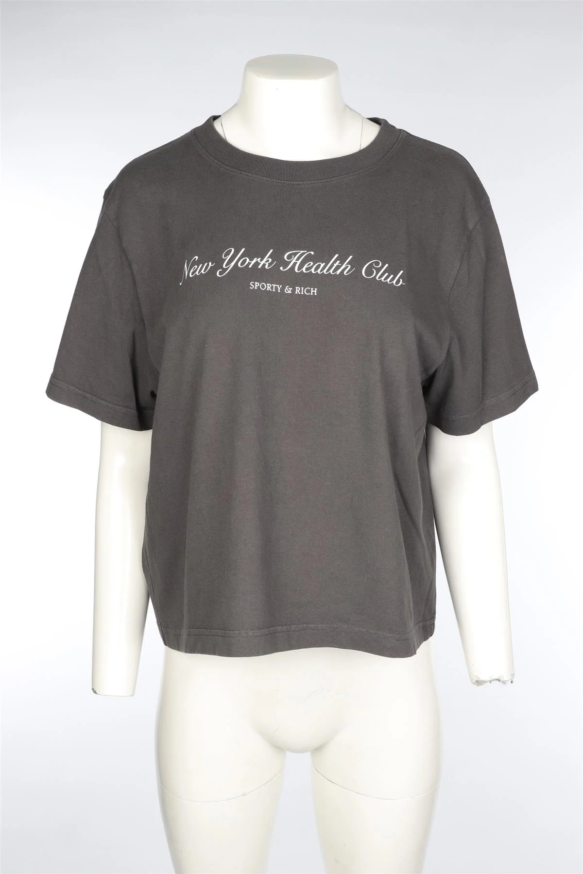 SPORTY & RICH GREY COTTON T-SHIRT MEDIUM - Image 2