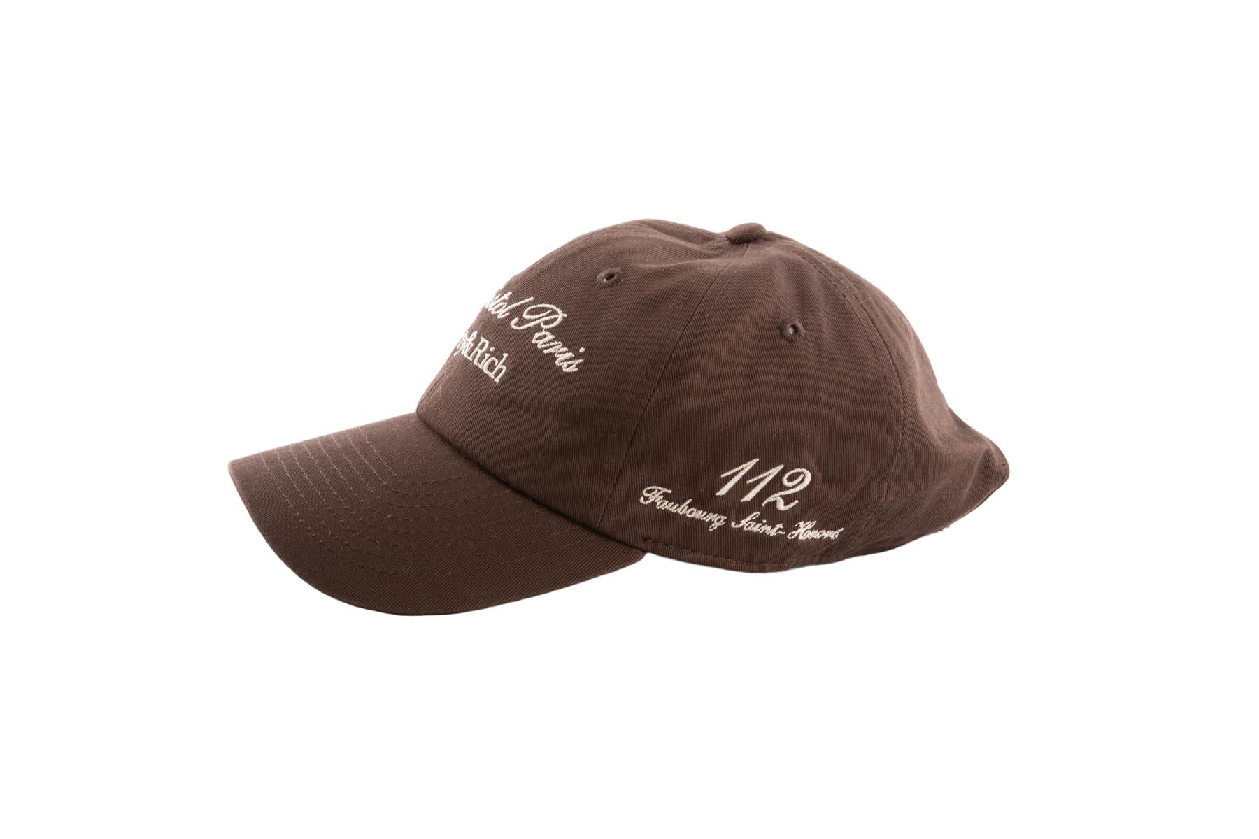 SPORTY & RICH + LE BRISTOL PARIS BROWN COTTON BASEBALL CAP ONE SIZE - Image 4