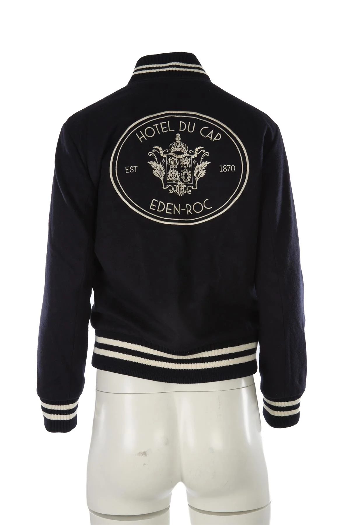 SPORTY & RICH NAVY WOOL BOMBER JACKET SMALL - Image 4