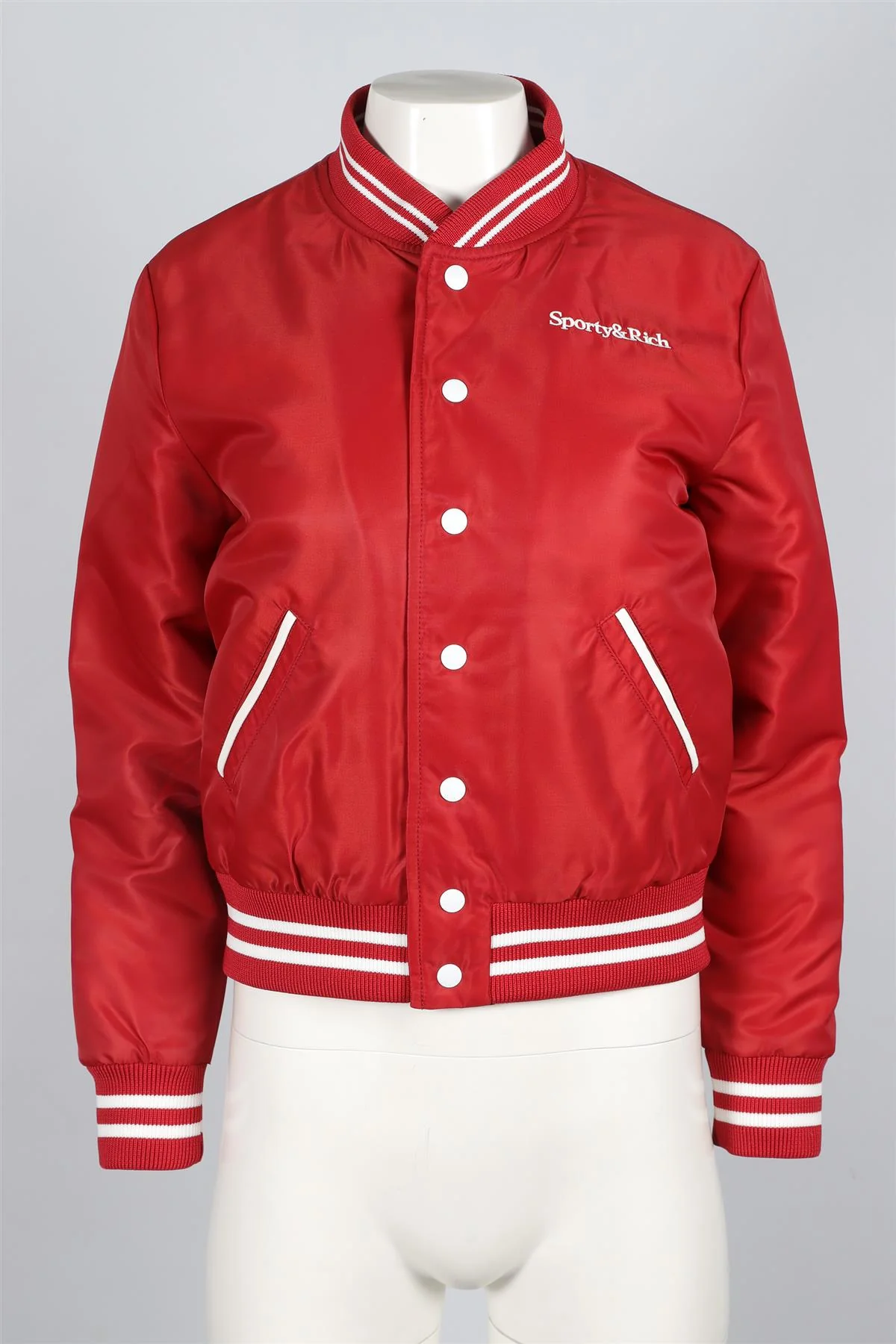 SPORTY & RICH RED SHELL BOMBER JACKET SMALL - Image 2