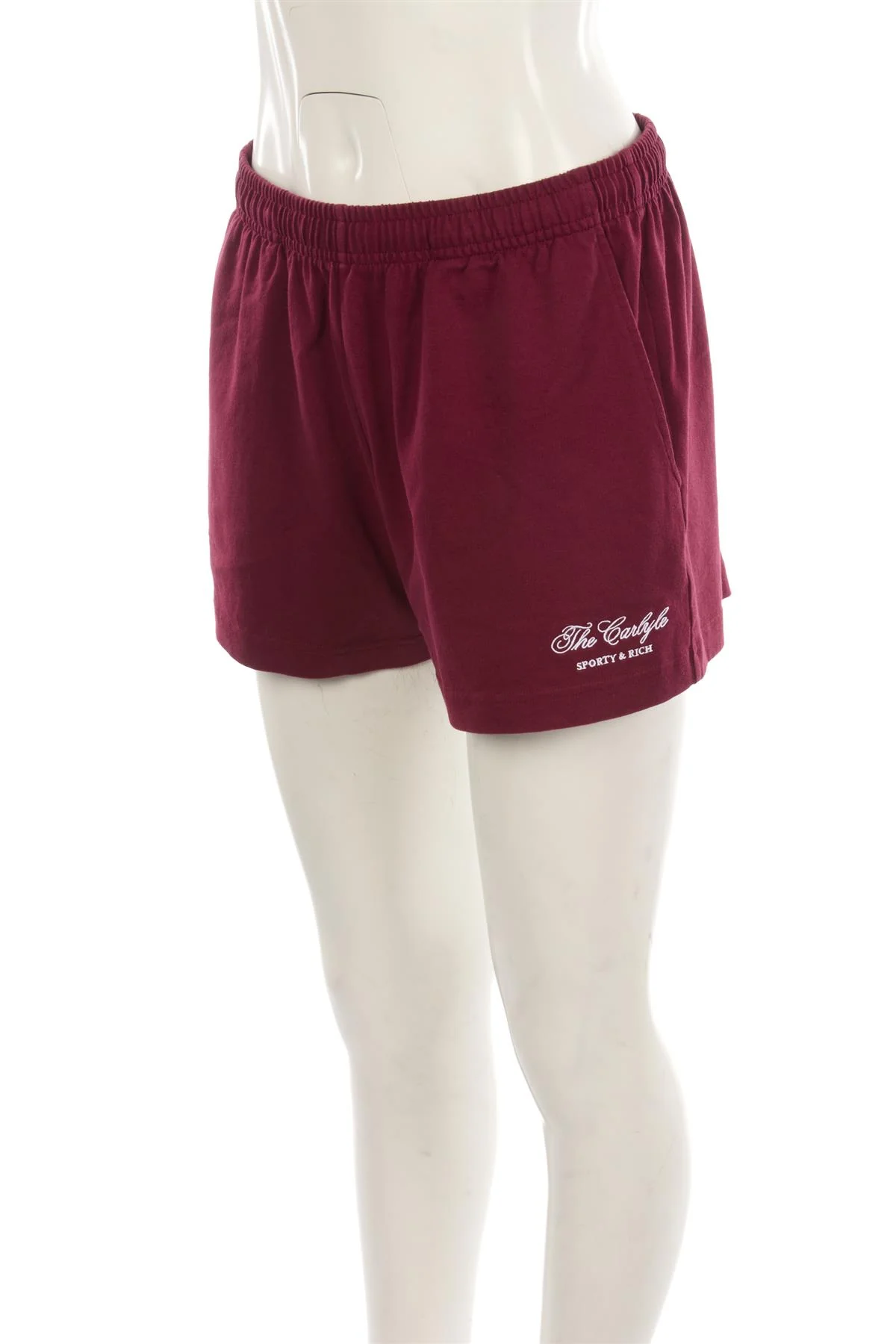 SPORTY & RICH + THE CARLYLE BURGUNDY COTTON SHORTS LARGE - Image 3