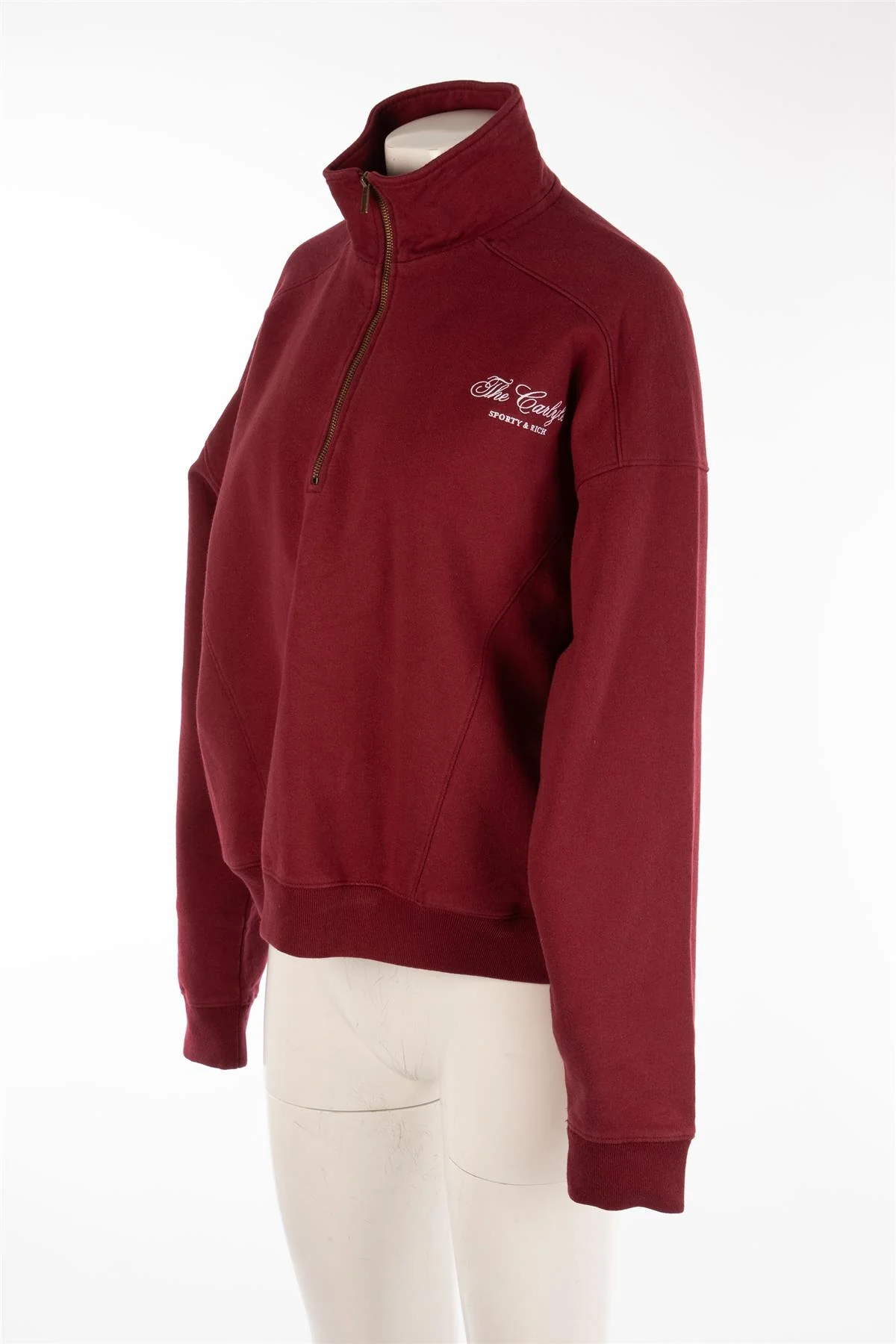 SPORTY & RICH + THE CARLYLE BURGUNDY COTTON SWEATSHIRT MEDIUM - Image 3