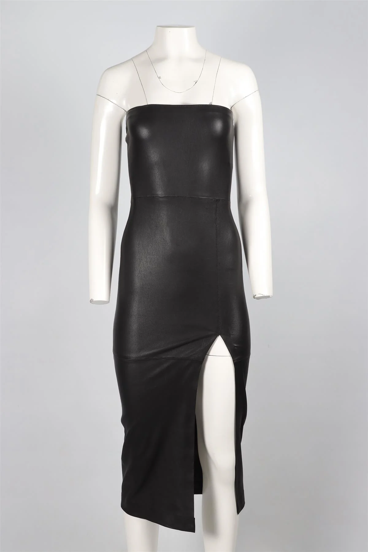 SPRWMN BLACK LEATHER MIDI DRESS XSMALL - Image 2