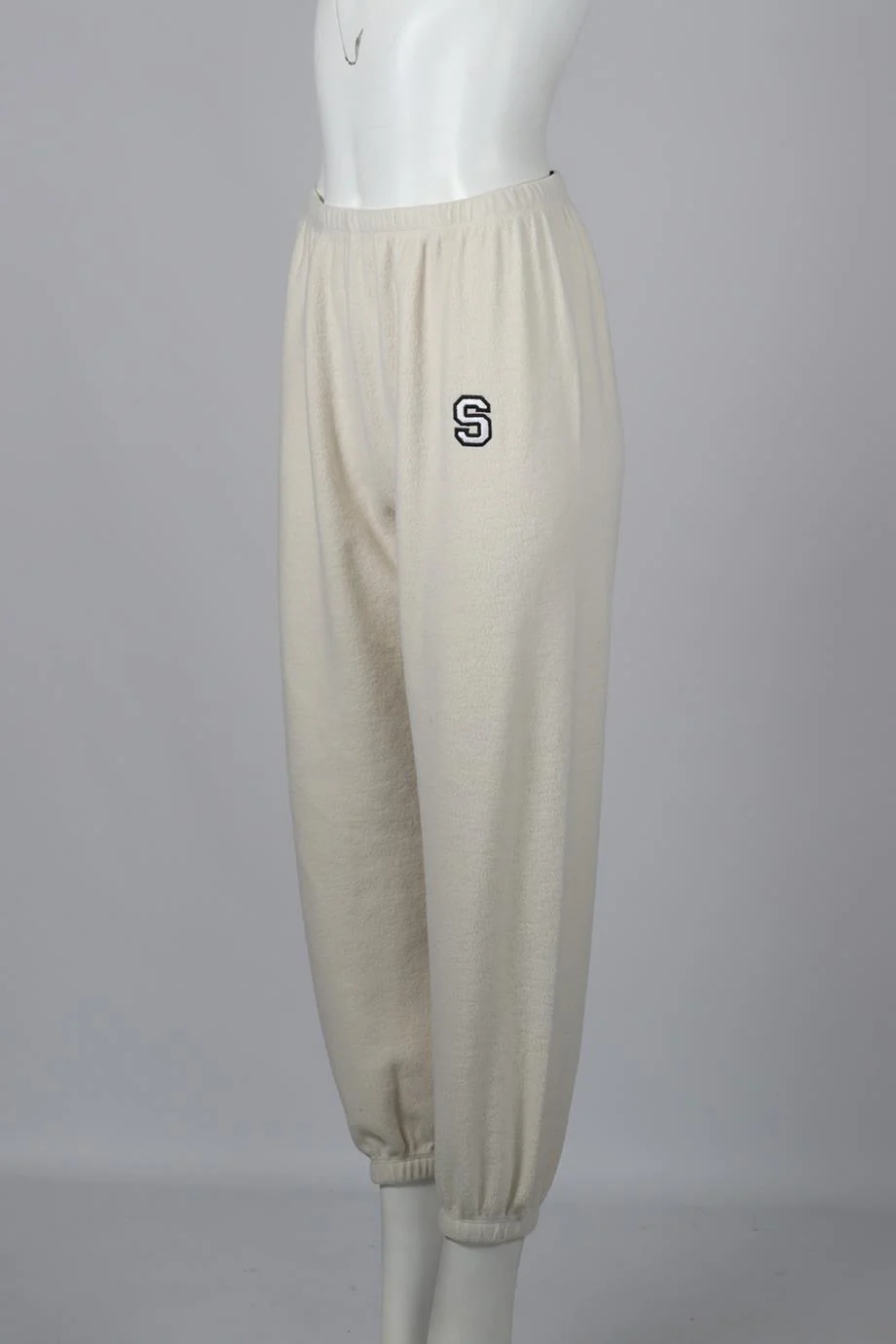 SPRWMN EMBROIDERED FLEECE TRACK PANTS SMALL - Image 3