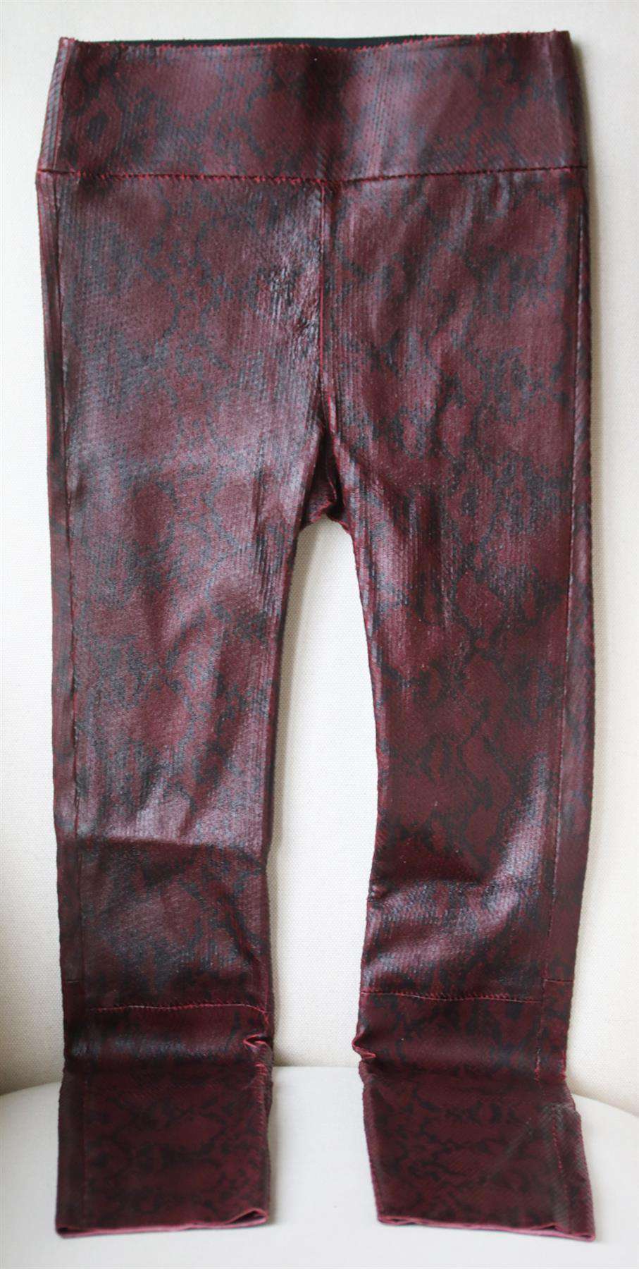 SPRWMN HIGH RISE SNAKE EFFECT LEATHER LEGGINGS SMALL - Image 2
