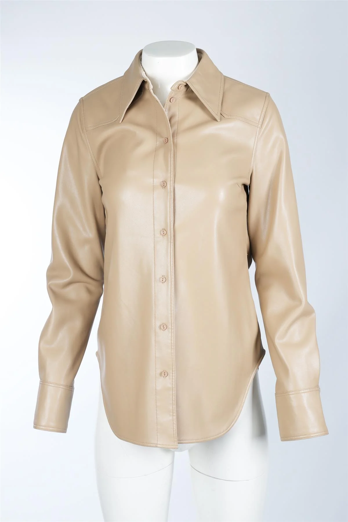 STAND STUDIO BEIGE FAUX LEATHER SHIRT FR 36 UK 8 - Image 2